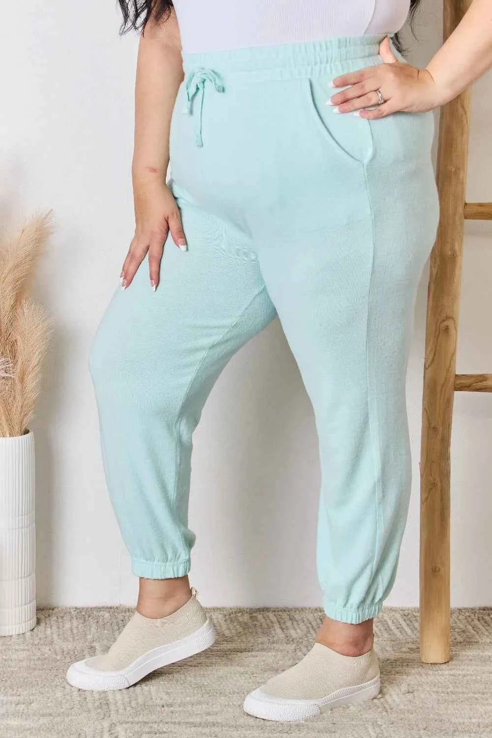 RISEN Full Size Drawstring Ultra Soft Knit Jogger