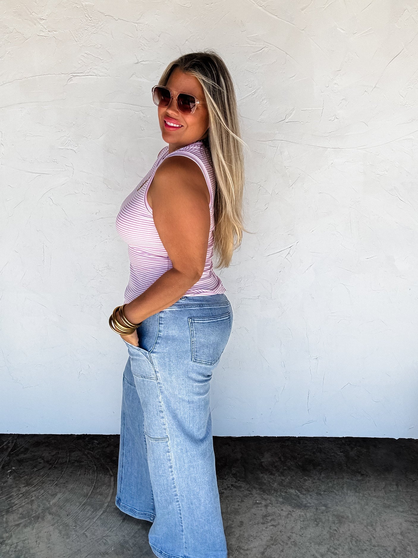 RESERVA: Camiseta de tirantes acanalada a rayas Summer Bianca