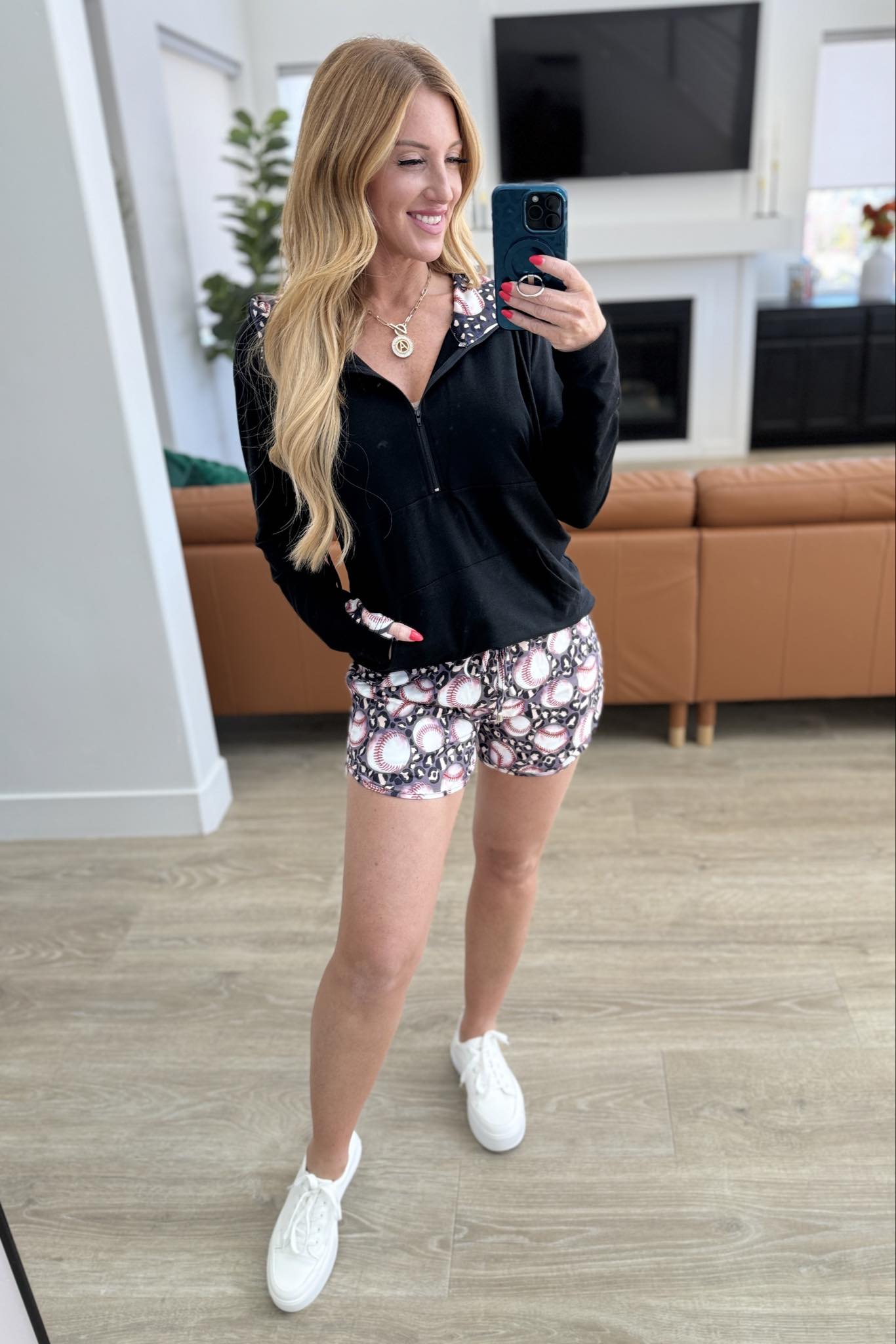 Sudadera con capucha Audre con media cremallera y tres estampados