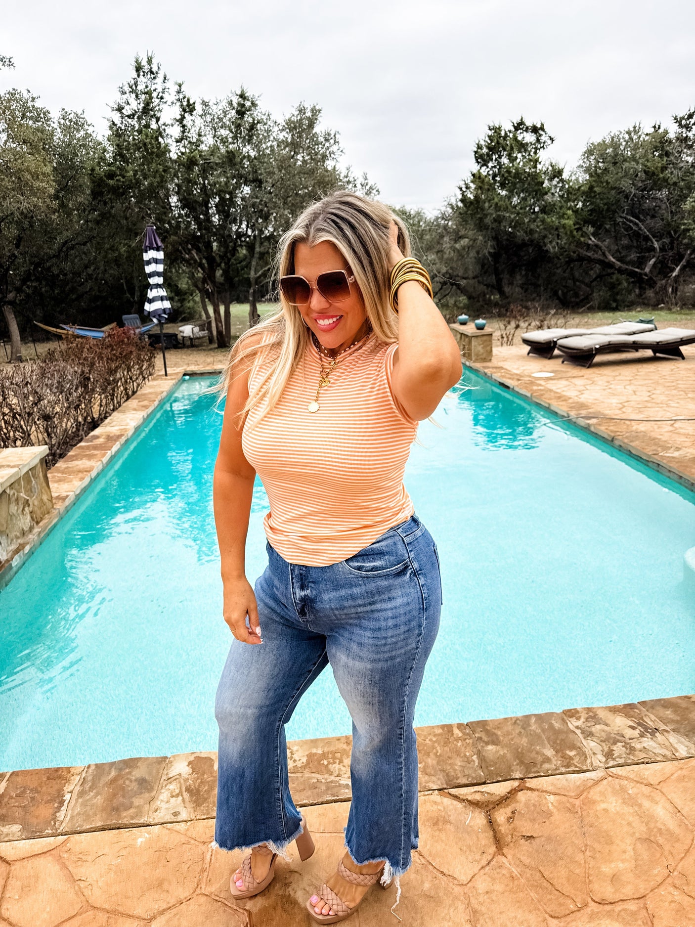 RESERVA: Camiseta de tirantes acanalada a rayas Summer Bianca