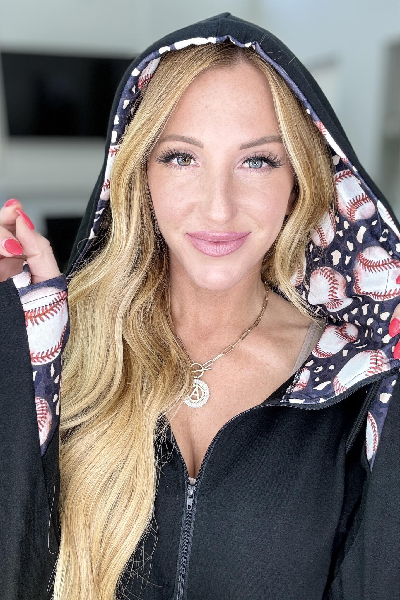 Sudadera con capucha Audre con media cremallera y tres estampados