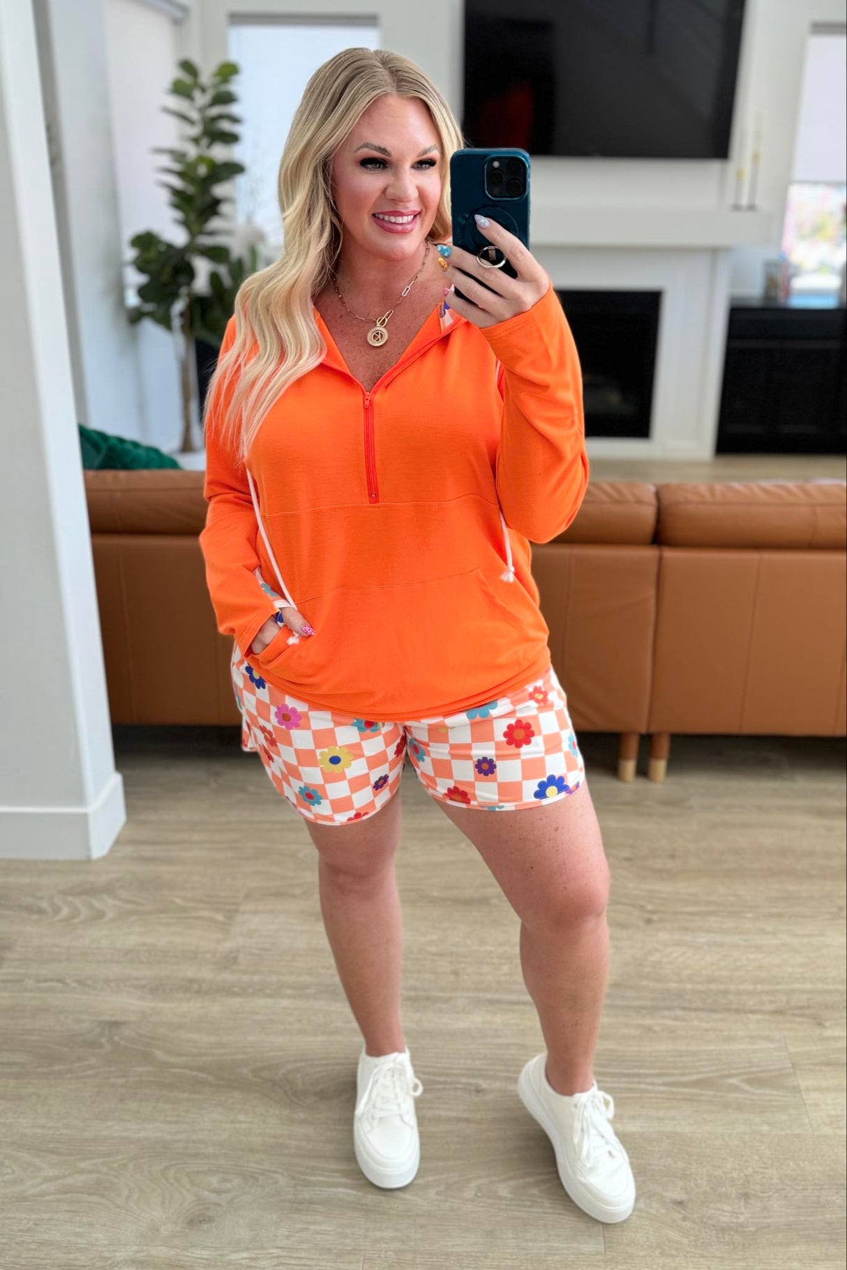 Sudadera con capucha Audre con media cremallera y tres estampados