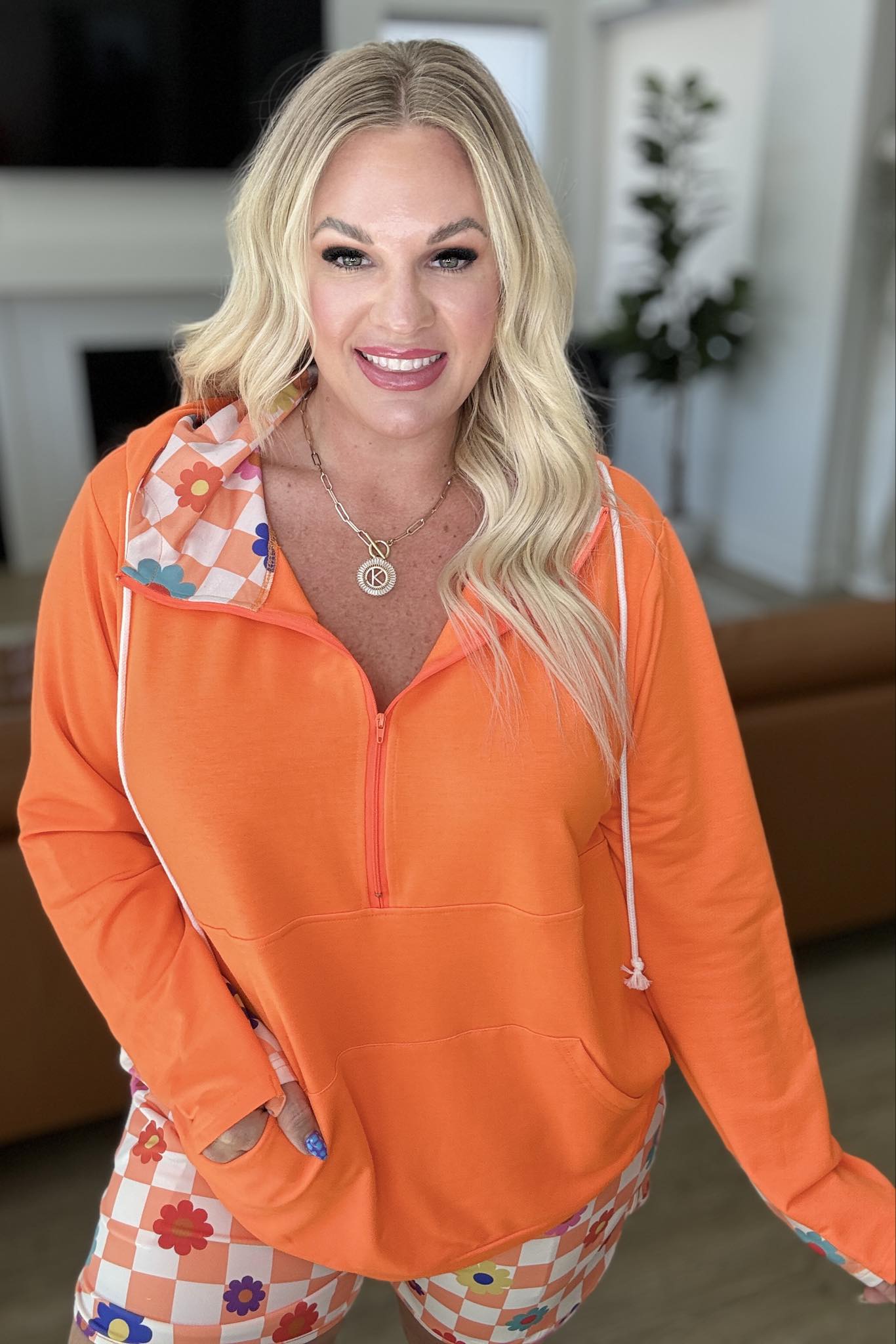 Sudadera con capucha Audre con media cremallera y tres estampados