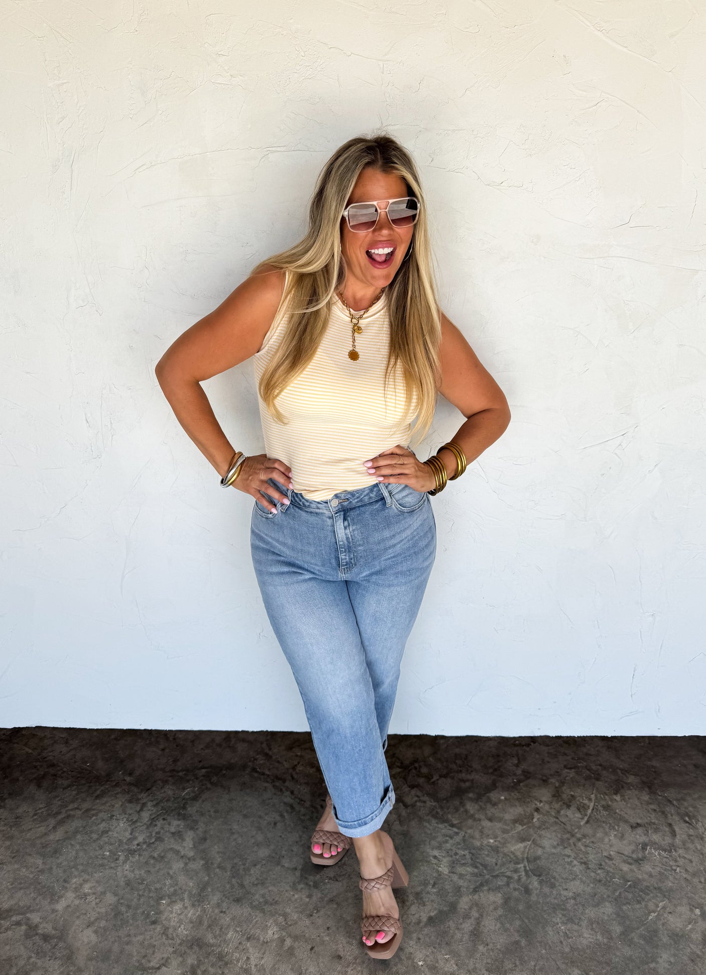 RESERVA: Camiseta de tirantes acanalada a rayas Summer Bianca