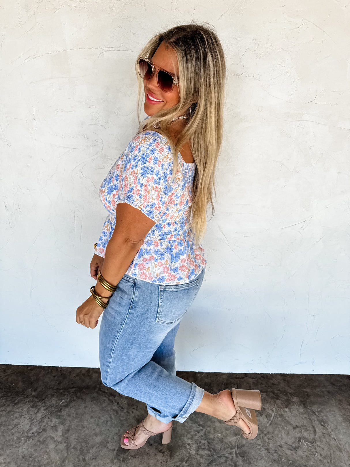 RESERVA: Top fruncido con estampado floral de Essie