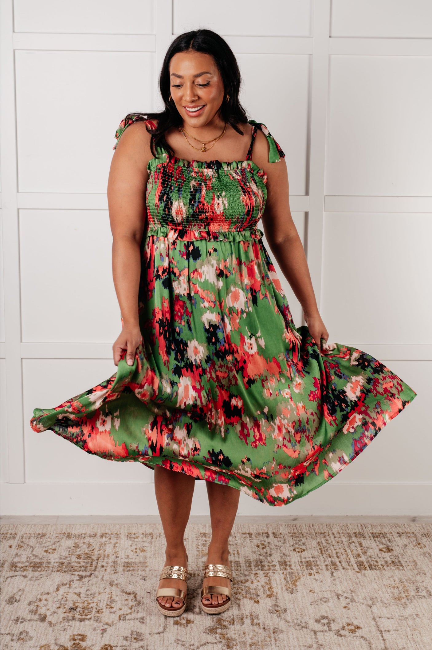 Un vestido un poco más largo en verde