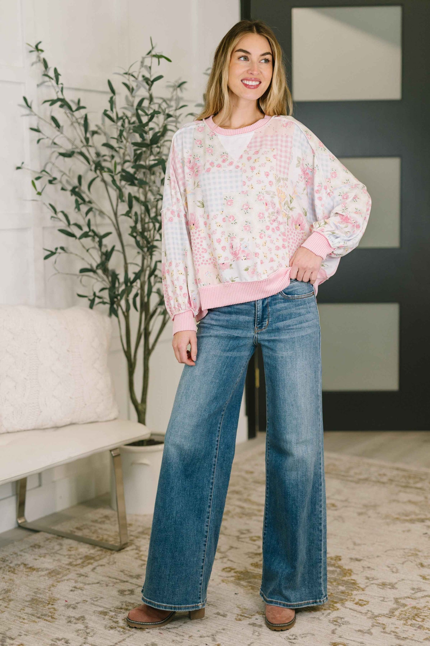 A Little Bias Printed Patchwork Top