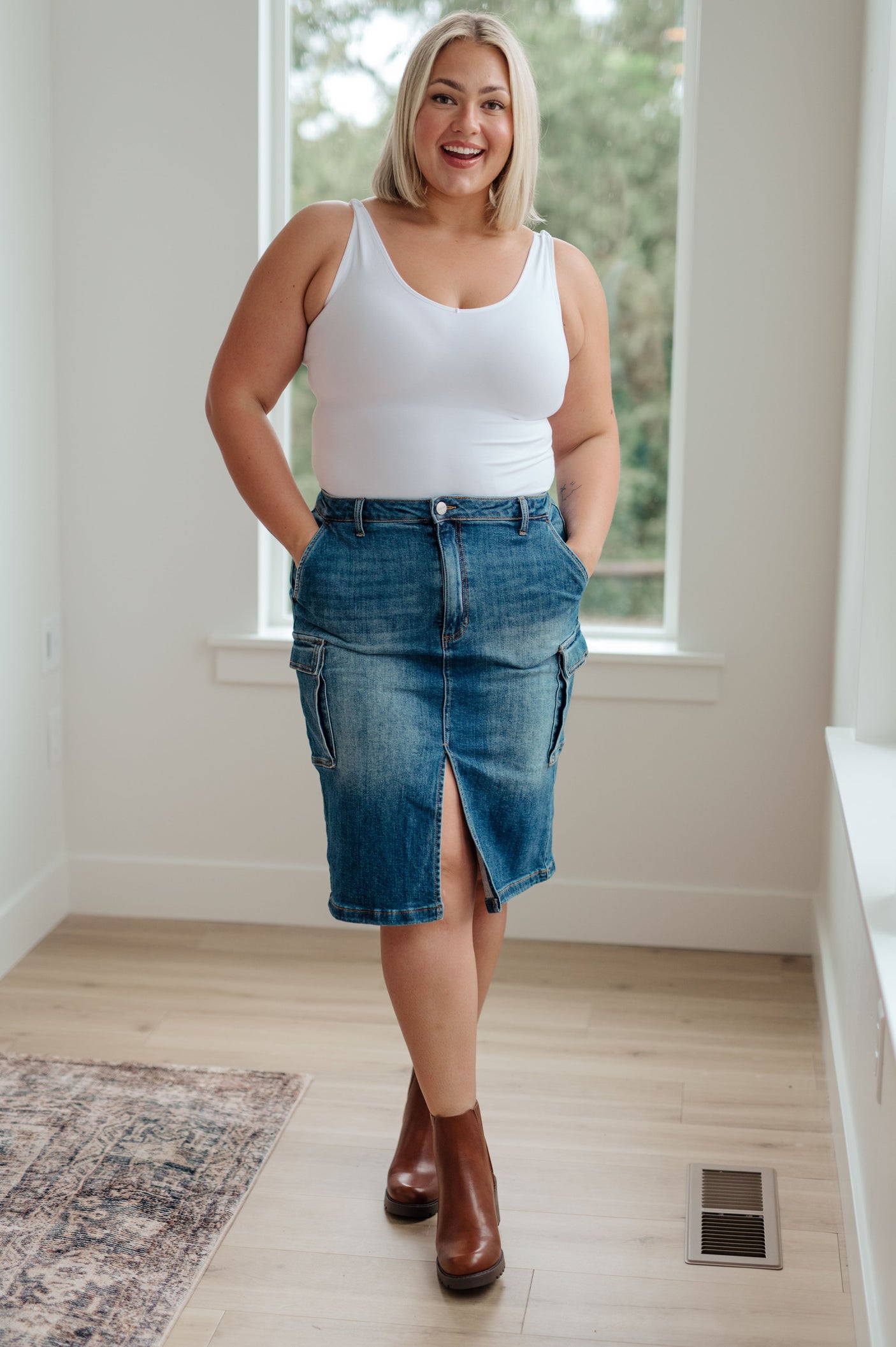 Always Be There Cargo Denim Skirt - Liarian Unlimited Boutique