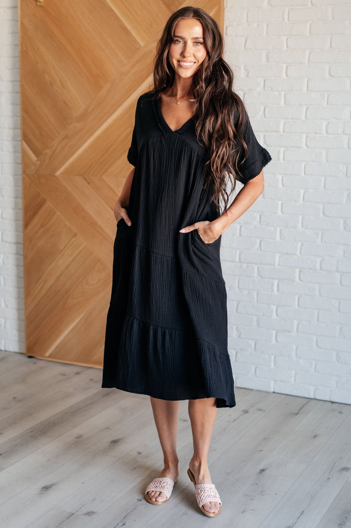 Vestido negro con mangas dolman Always Learning