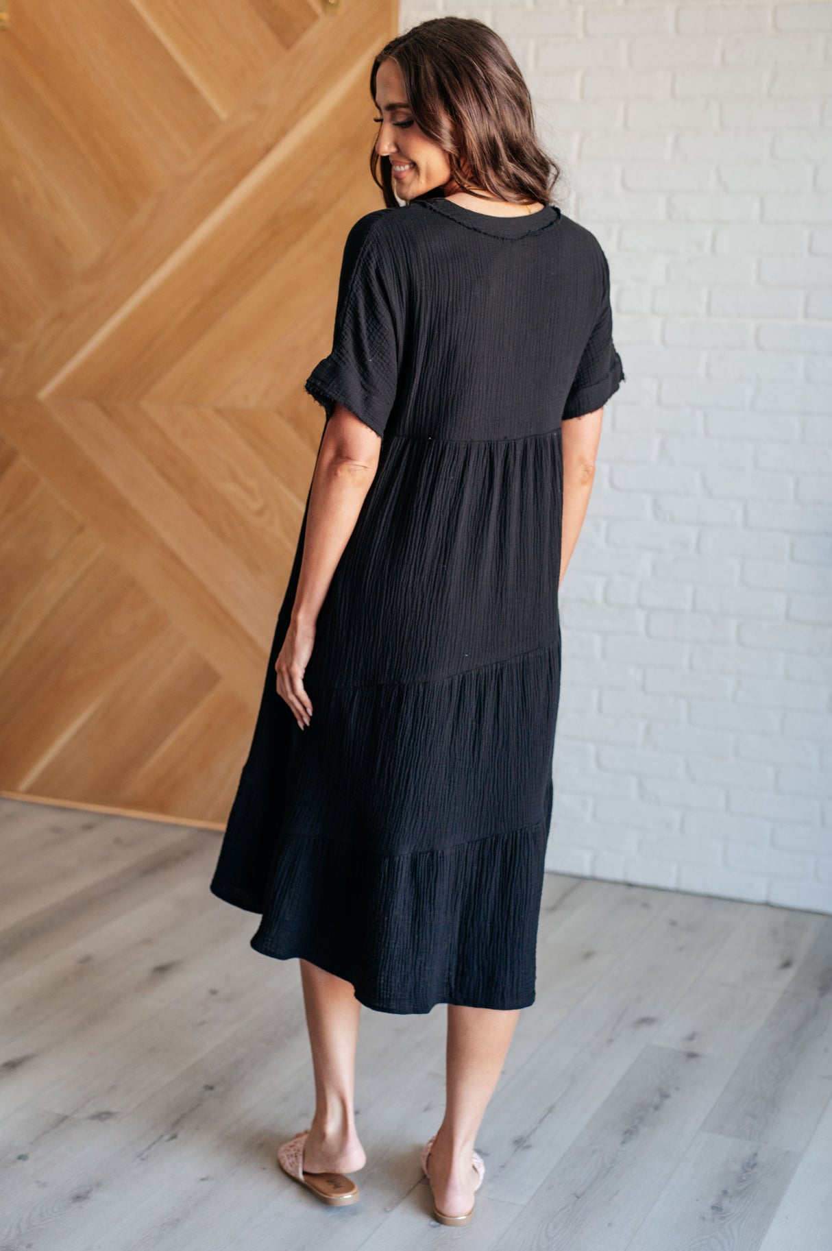 Vestido negro con mangas dolman Always Learning
