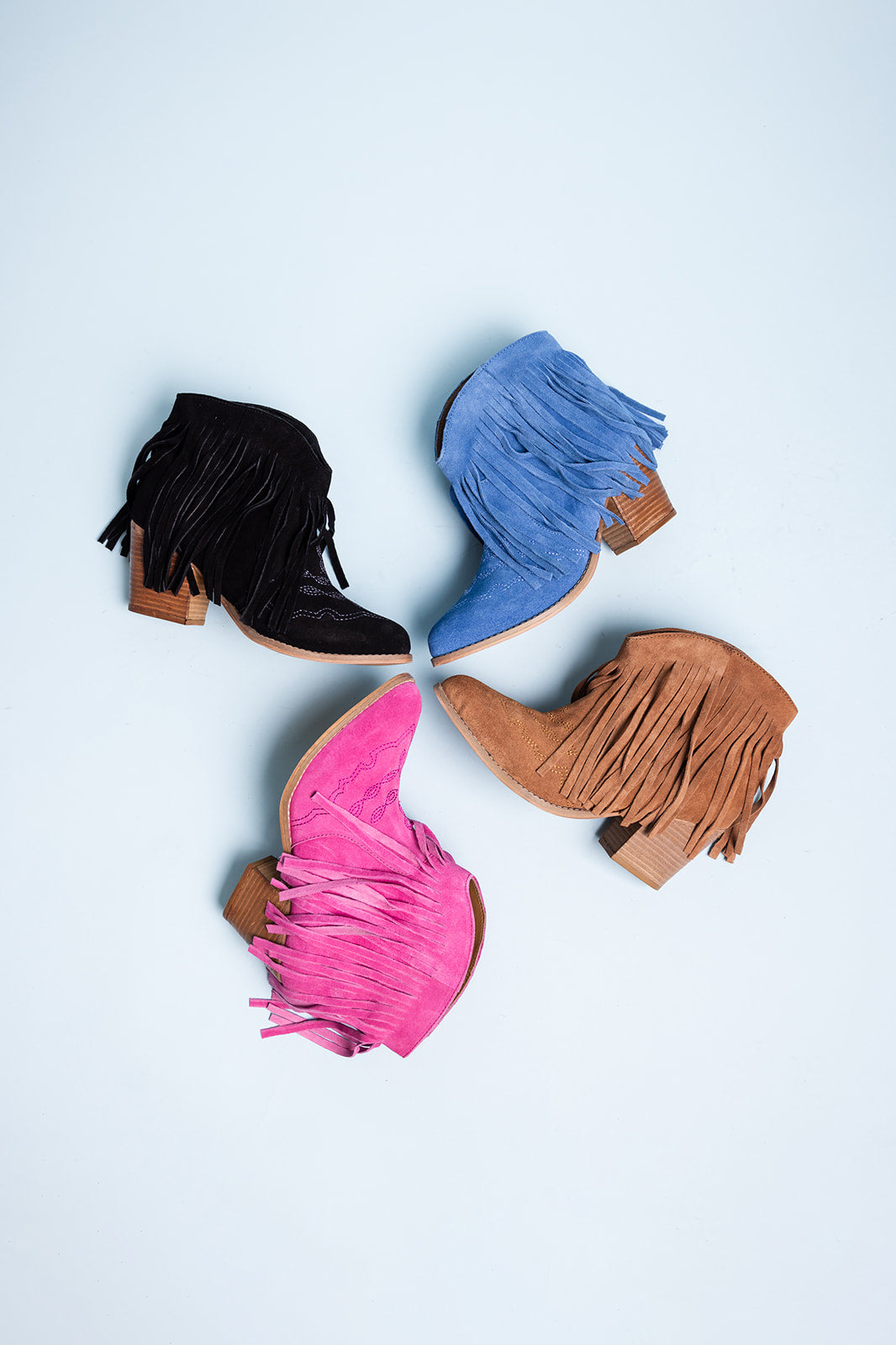 Botín con flecos Amos en ante color tostado