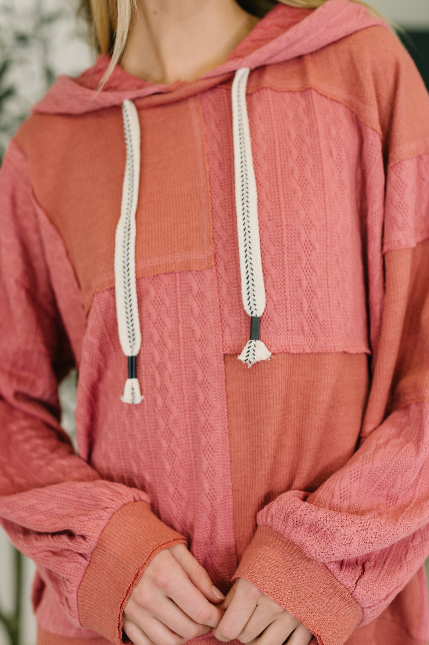 Balloon Sleeve Cut Sew Sweater Knit Top in Mauve