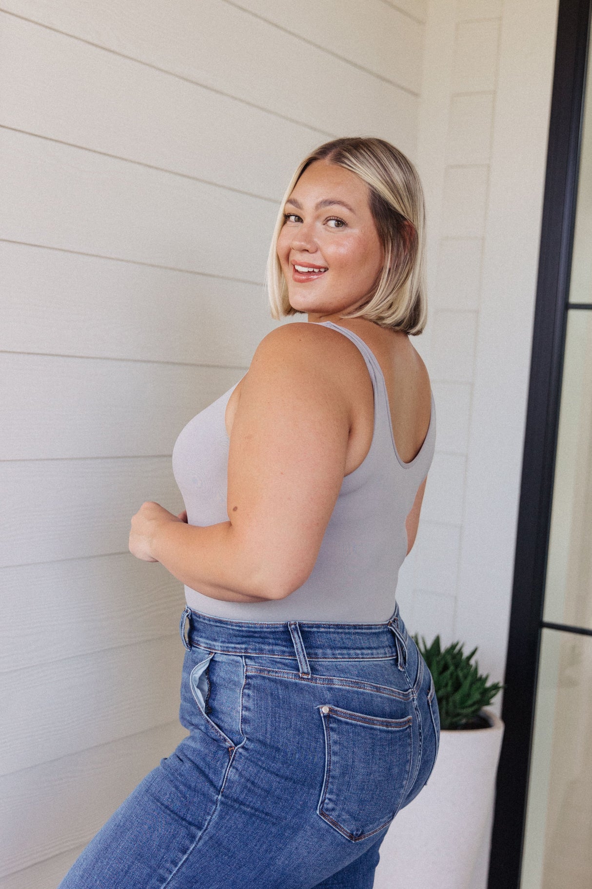 The Basics Bodysuit in Grey - Liarian Unlimited Boutique