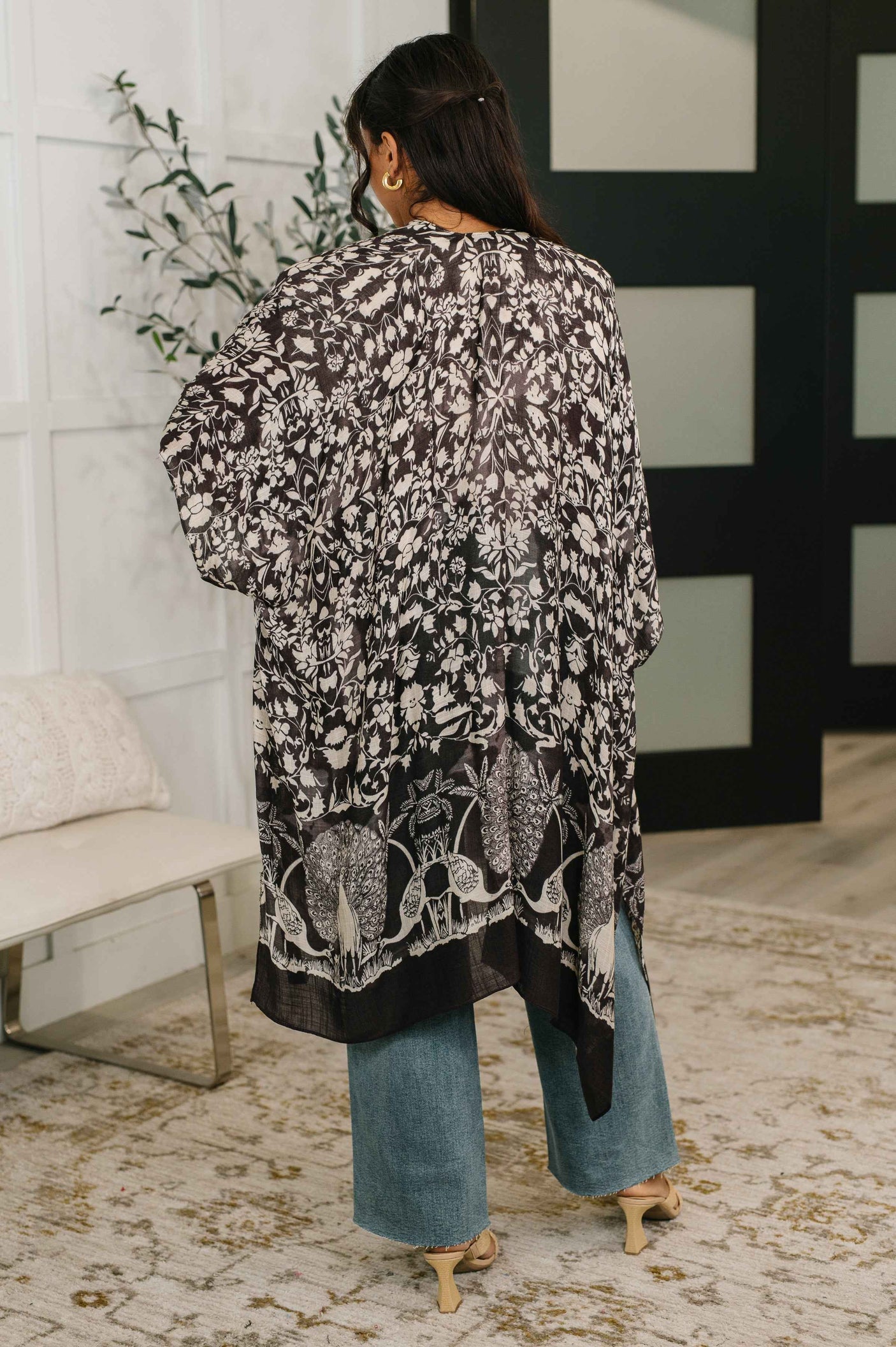 Bella Vida Open Front Floral Print Kimono