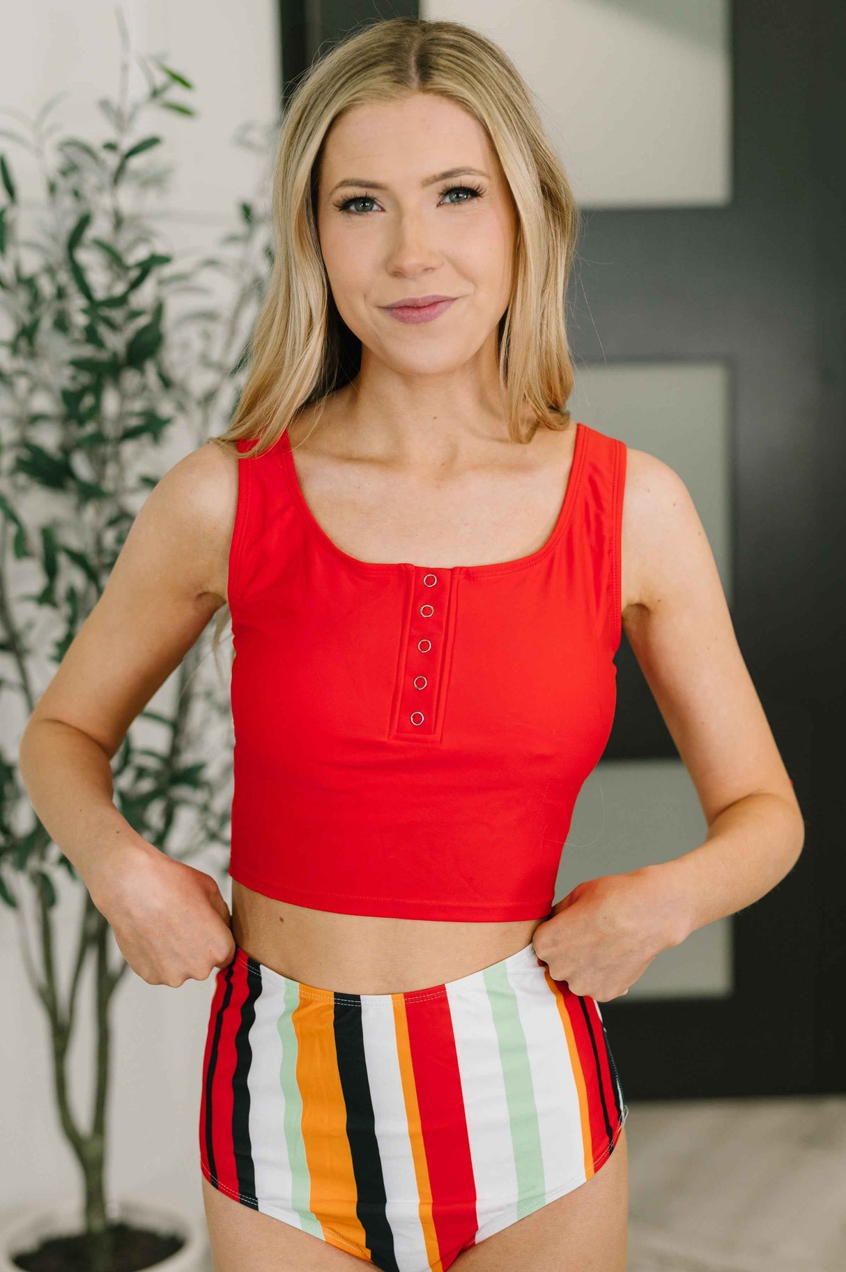 Bermuda Stripe Bottoms in Red