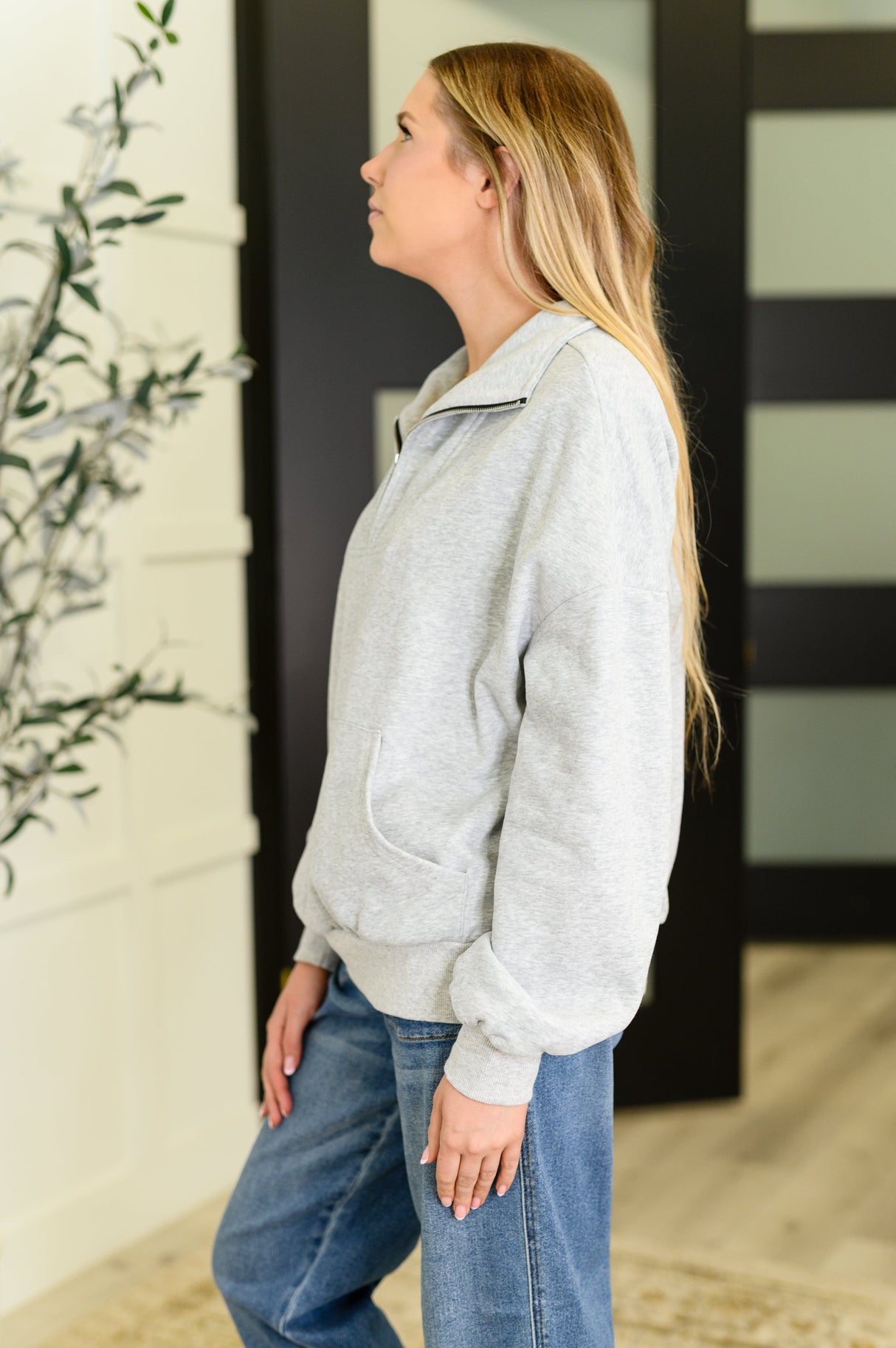 Jersey de media cremallera Bonbon Delight en gris