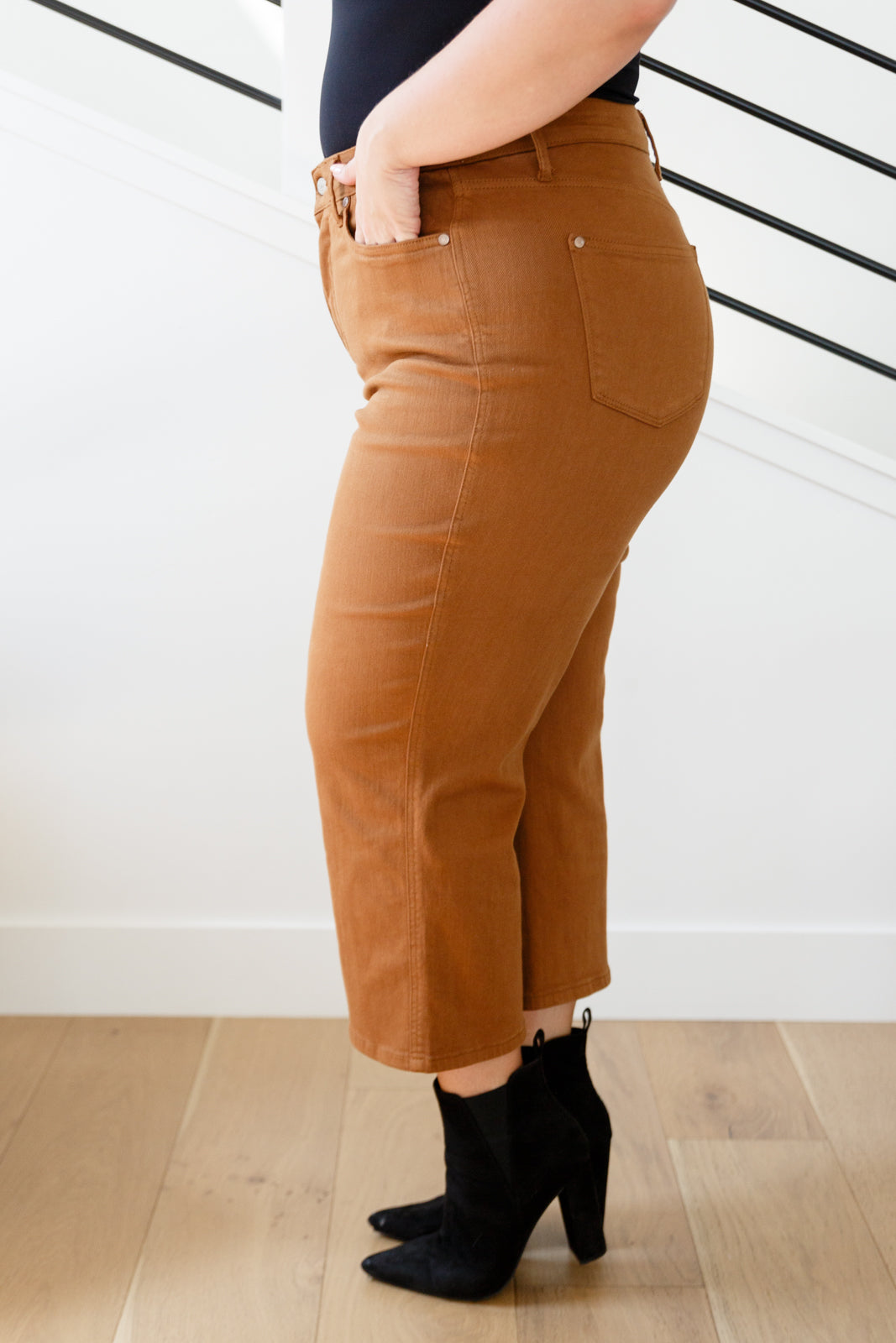 Briar High Rise Control Top Wide Leg Crop Jeans in Camel - Liarian Unlimited Boutique