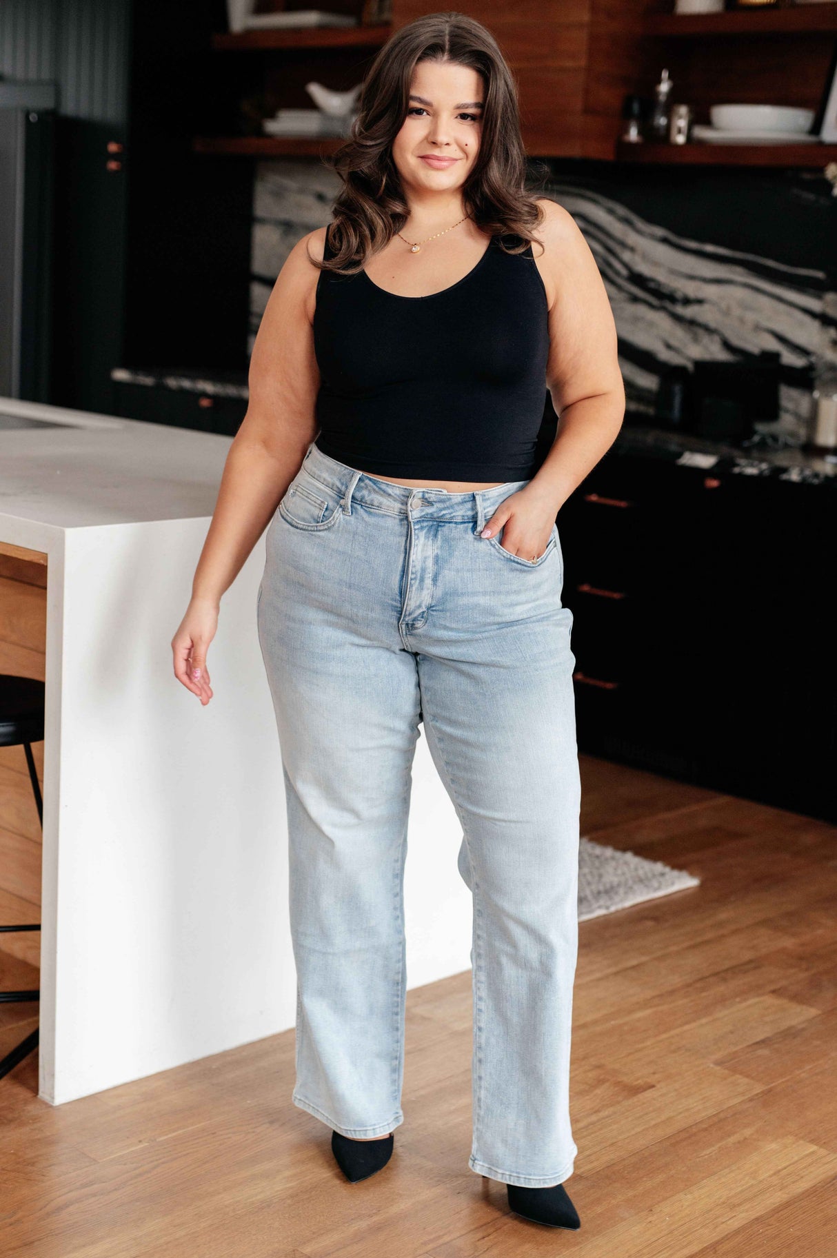 Brooke High Rise Control Top Vintage Wash Straight Jeans - Liarian Unlimited Boutique