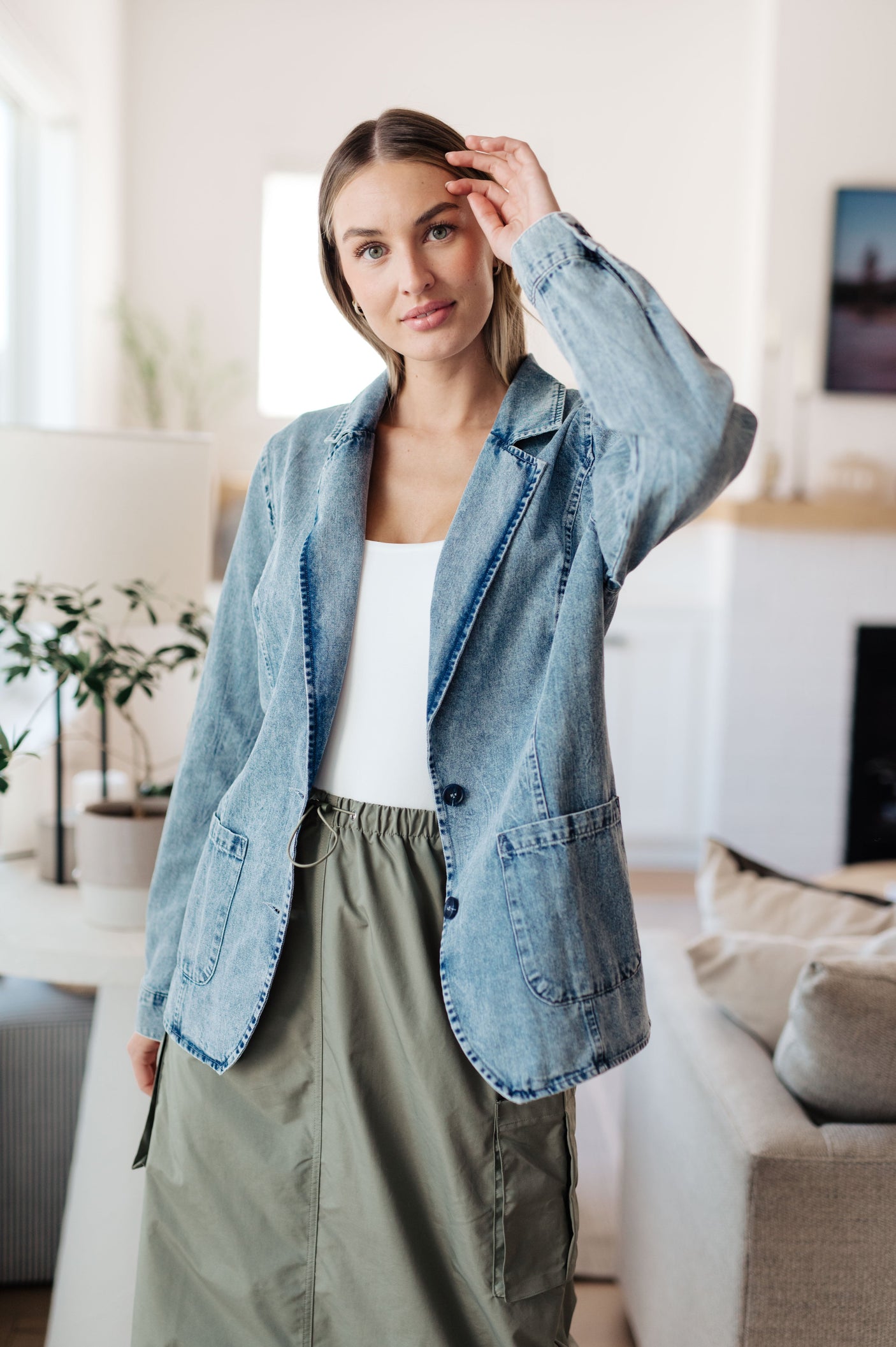 Business Brunch Denim Blazer - Liarian Unlimited Boutique