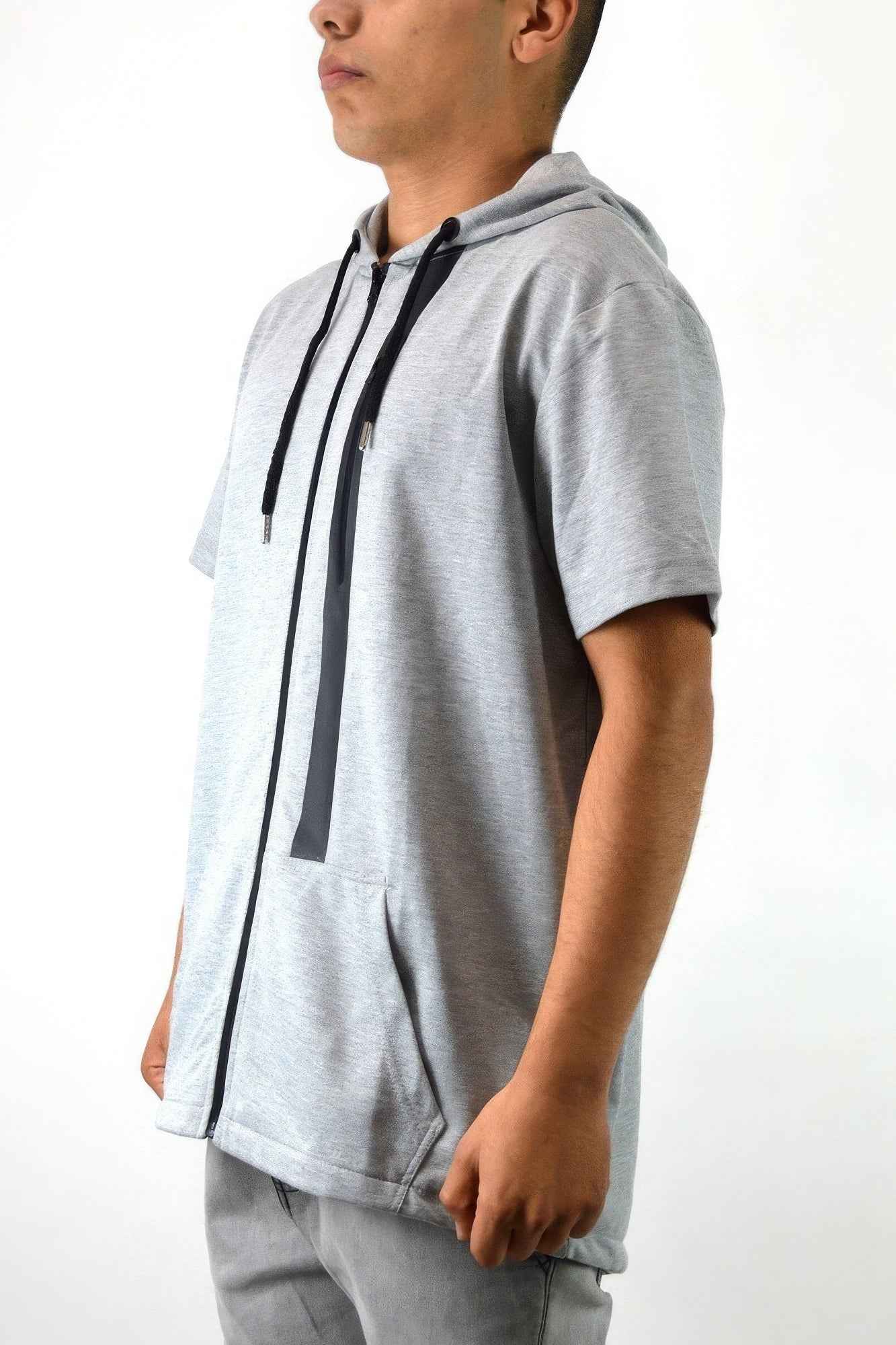 Men's Casual Short Sleeve Zip-up Hoodie Tops