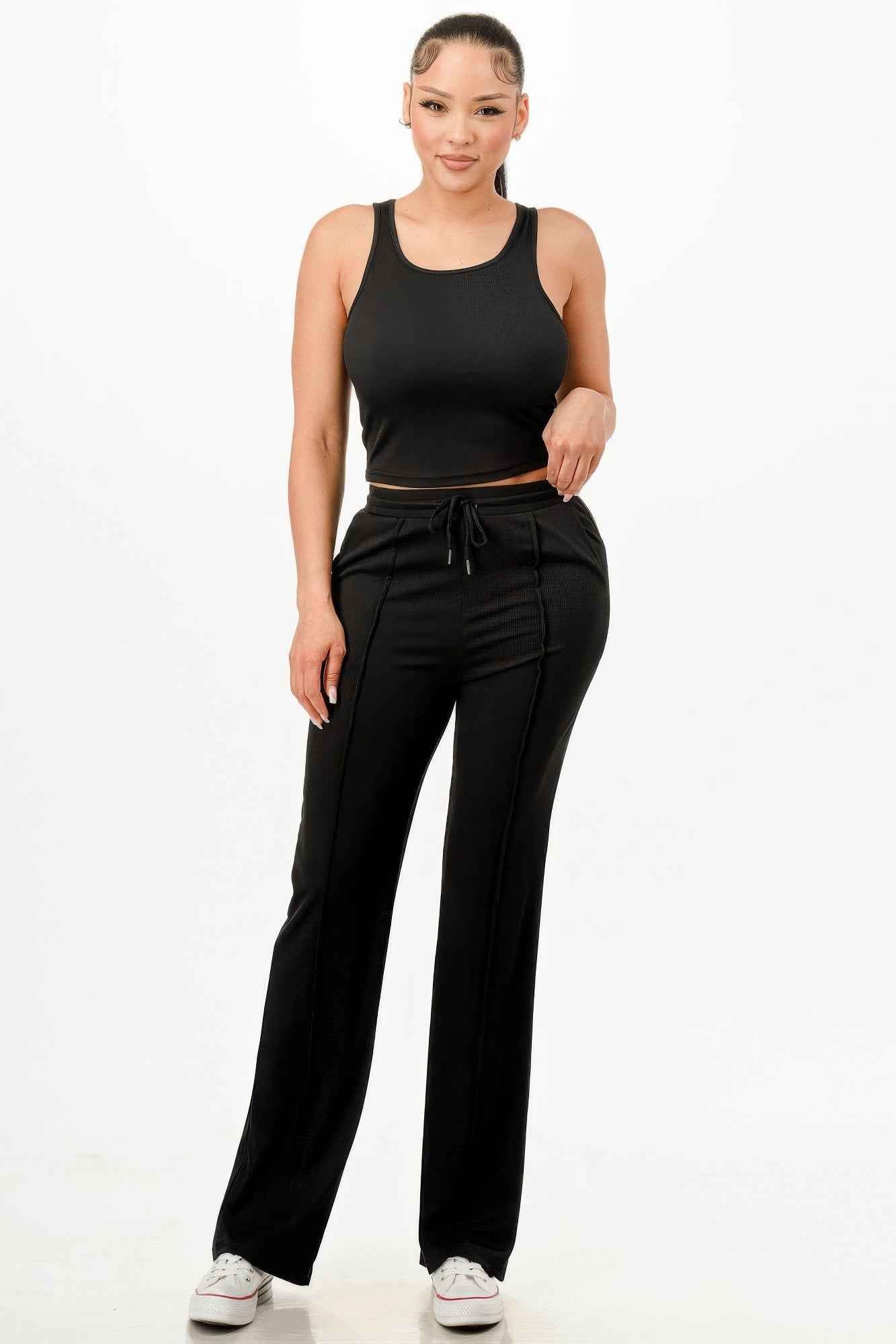 Ribbed Tank Top And Pant Set