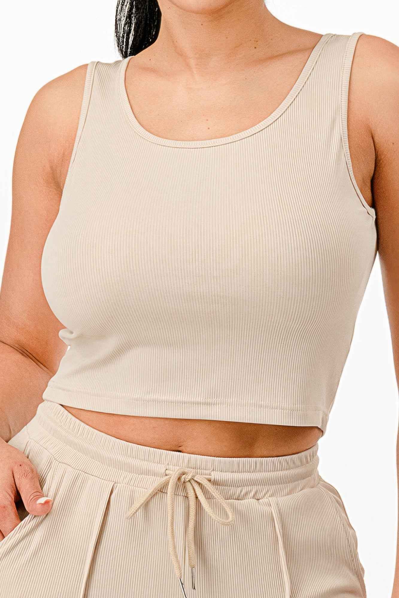 Ribbed Tank Top And Pant Set