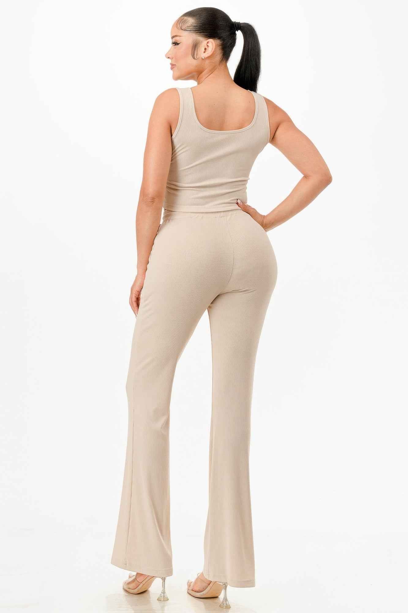 Ribbed Tank Top And Pant Set