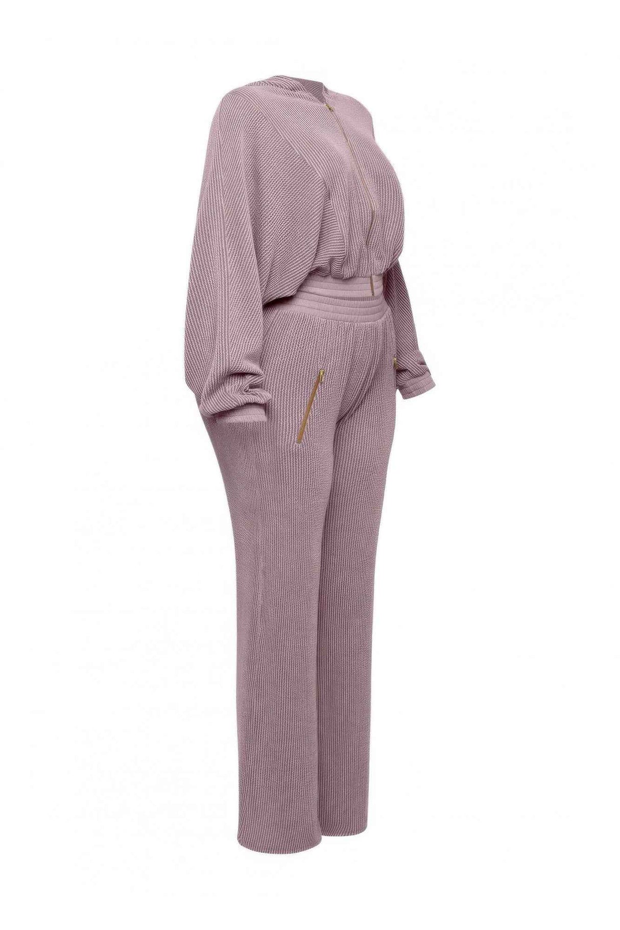 Zipper Closure Hoodie Jacket & Pants Set