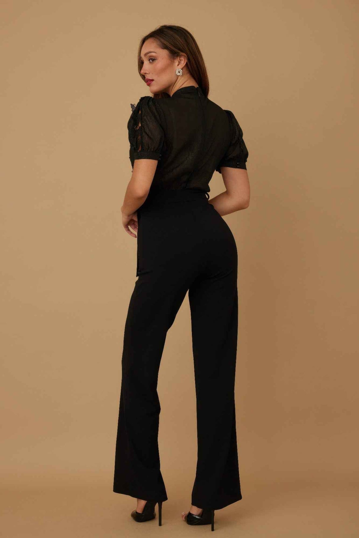 Multi Butterfly Sheer Pattern Jumpsuit