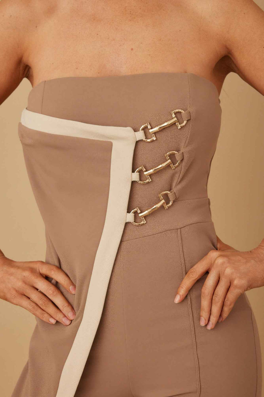 Flap Strapless Chain Jumpsuit