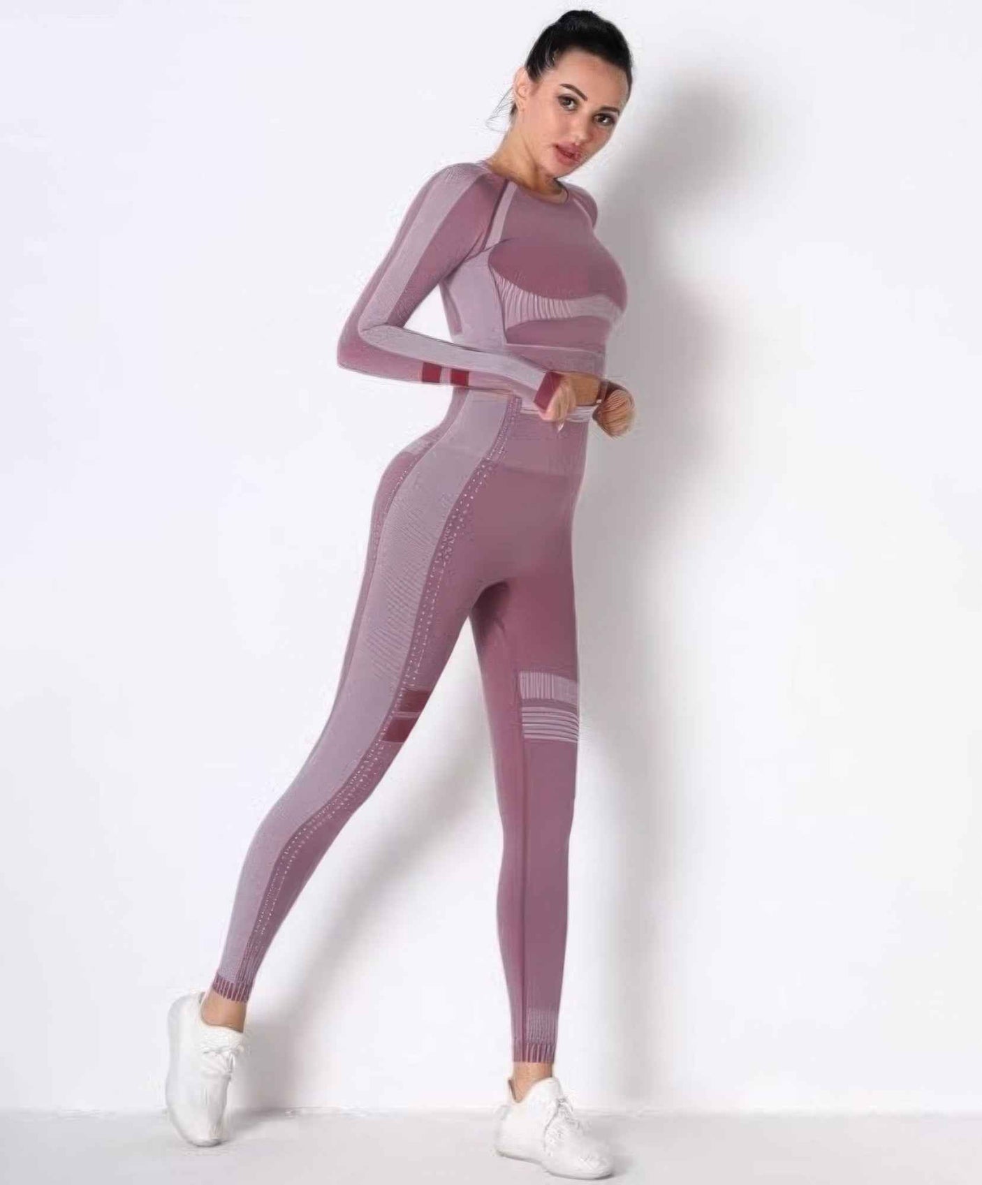 Seamless Long Sleeve Solid Yoga Set