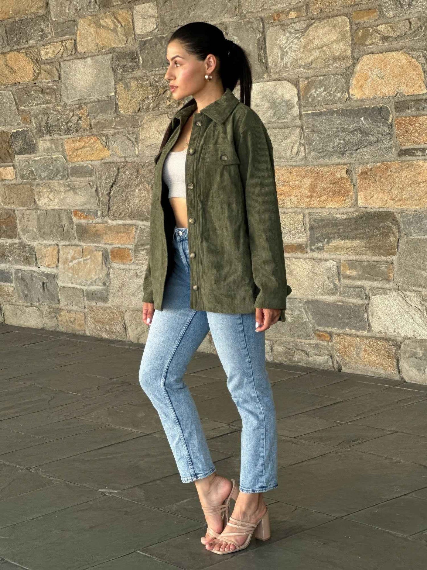 Oversized Corduroy Shacket Button Down Utility