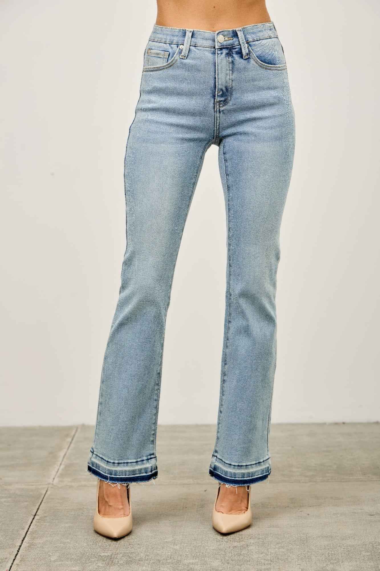 Mid Rise Flare With Released Hem