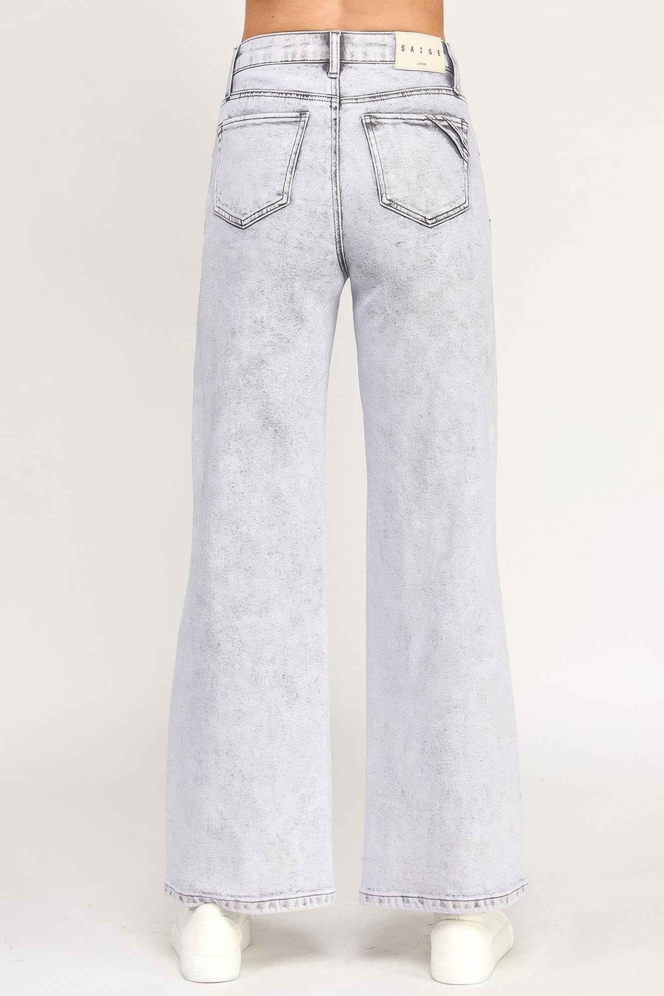 High Rise Wide Leg With Acid Grey