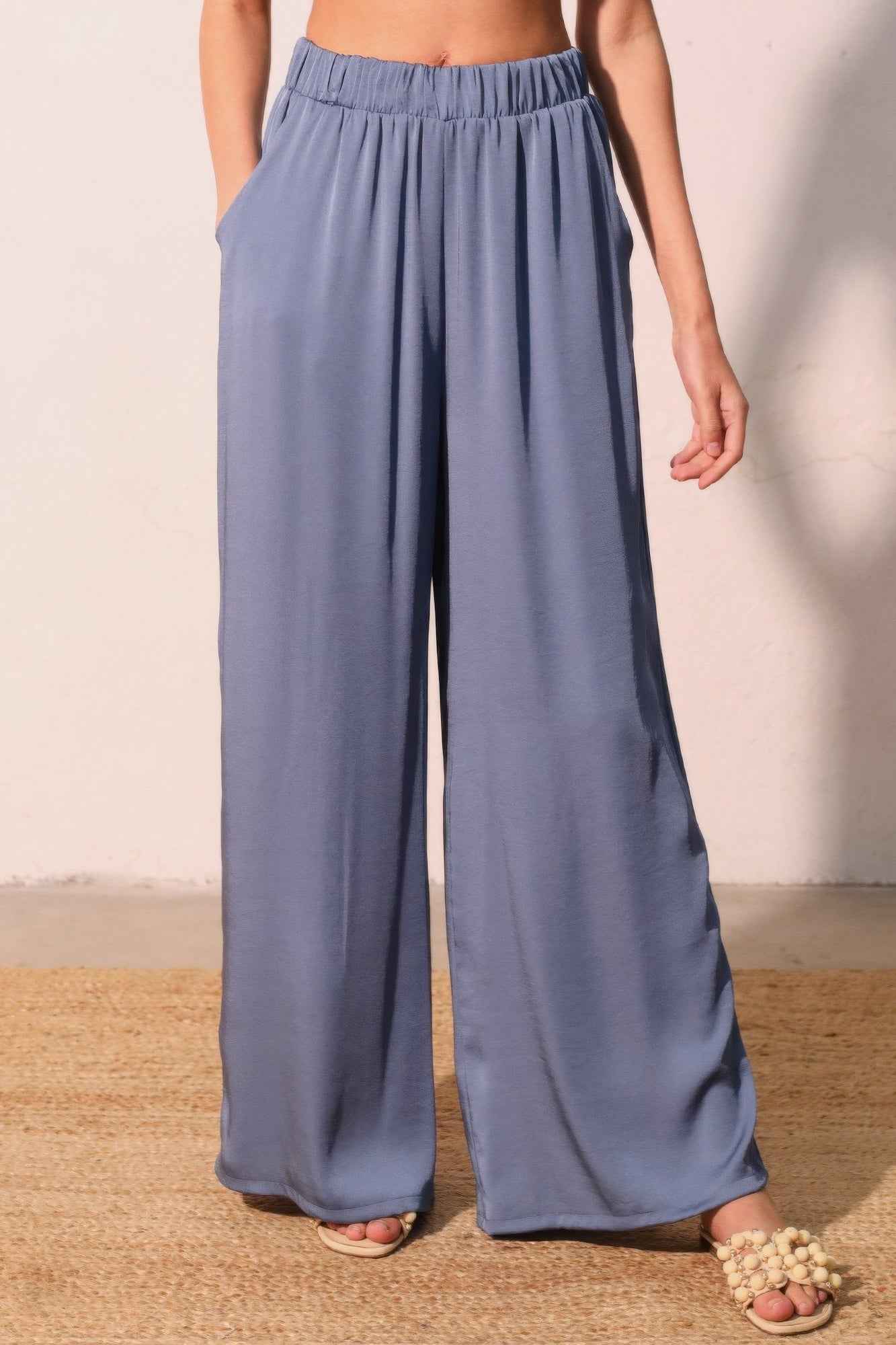 Washed Poly Silk Pocket Pants