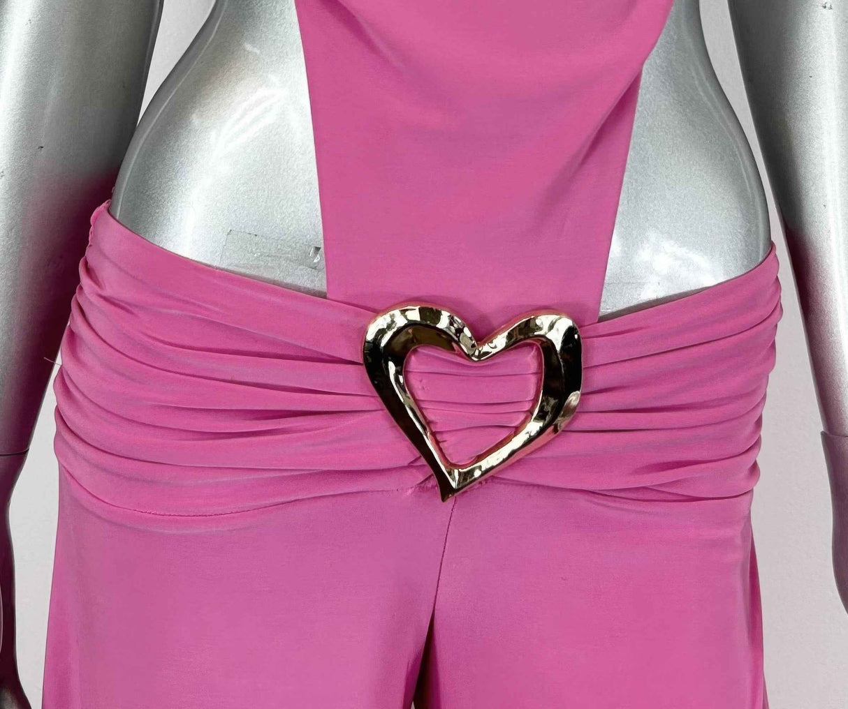 Side Cutouts Gold Heart-shaped Wide-leg Jumpsuit