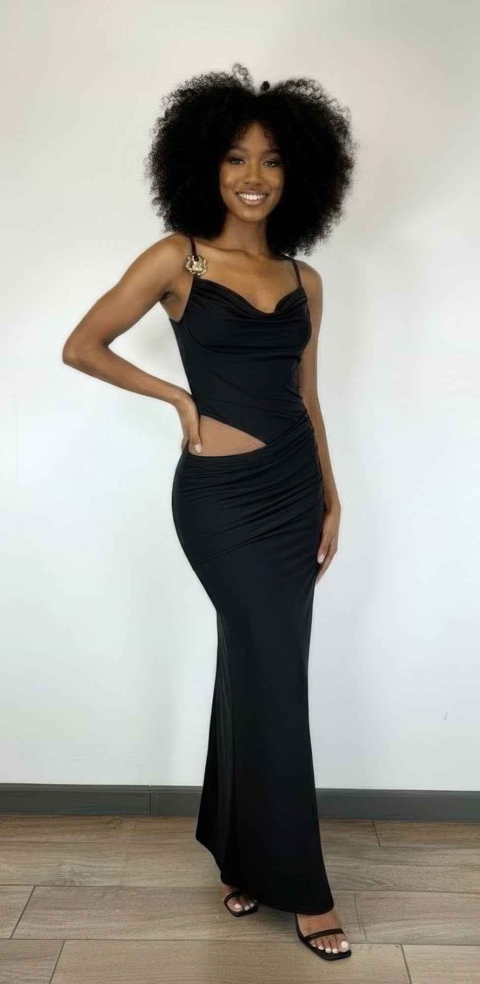 A Cowl Neckline Two-piece Illusion Maxi