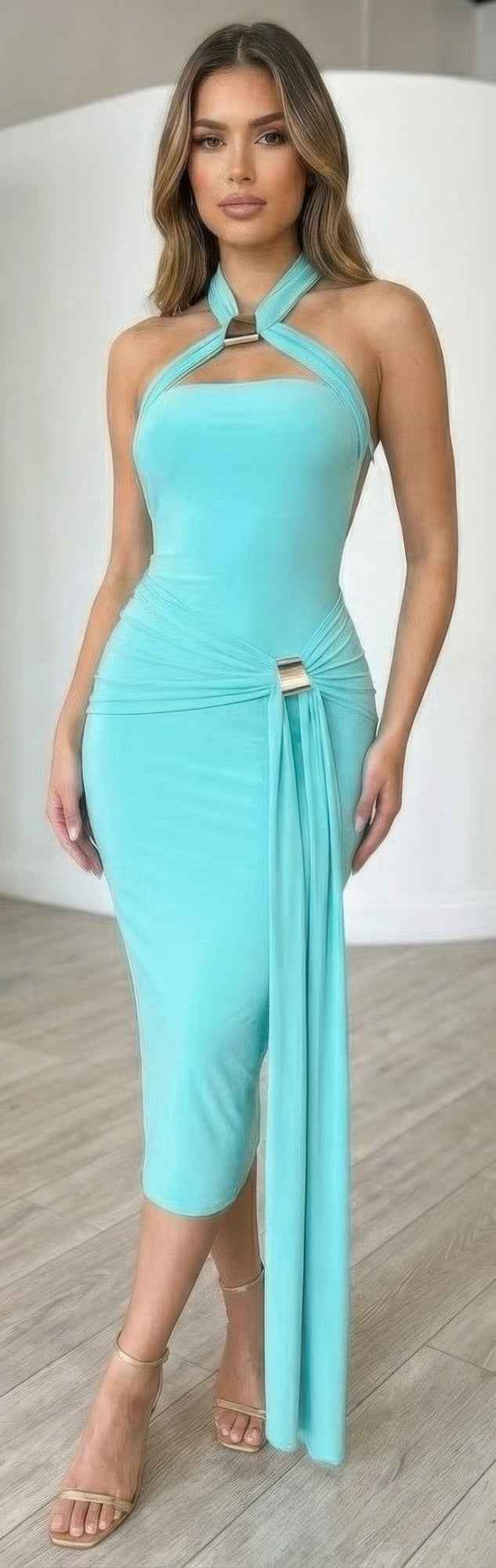 Halter-style Bodycon Midi Dress