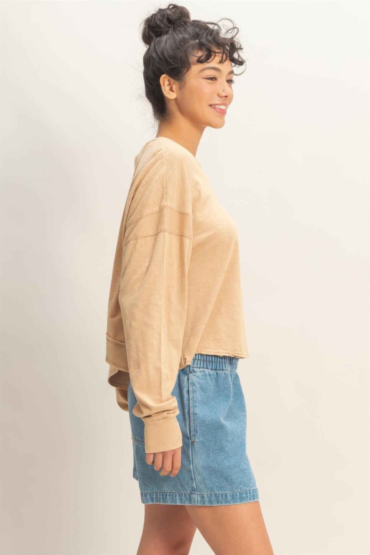 Cross Detail Open Back Long-sleeve Top
