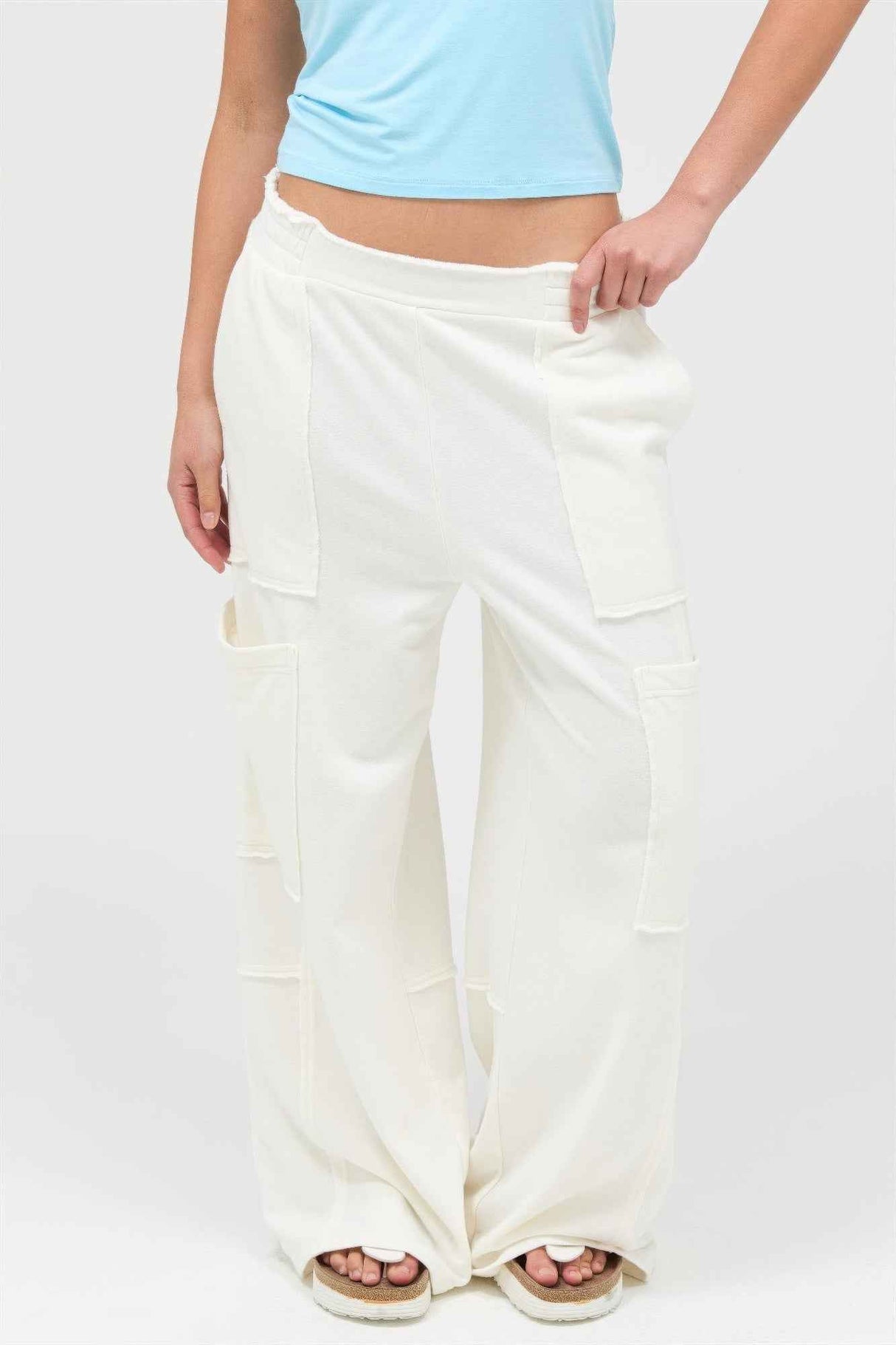 Mineral Wash Wide Leg Cargo Pants