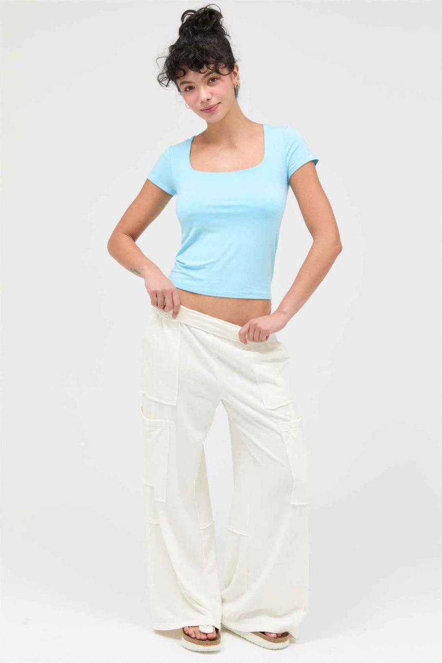 Mineral Wash Wide Leg Cargo Pants