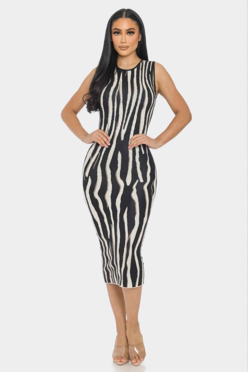 Sweater Midi Print Dress