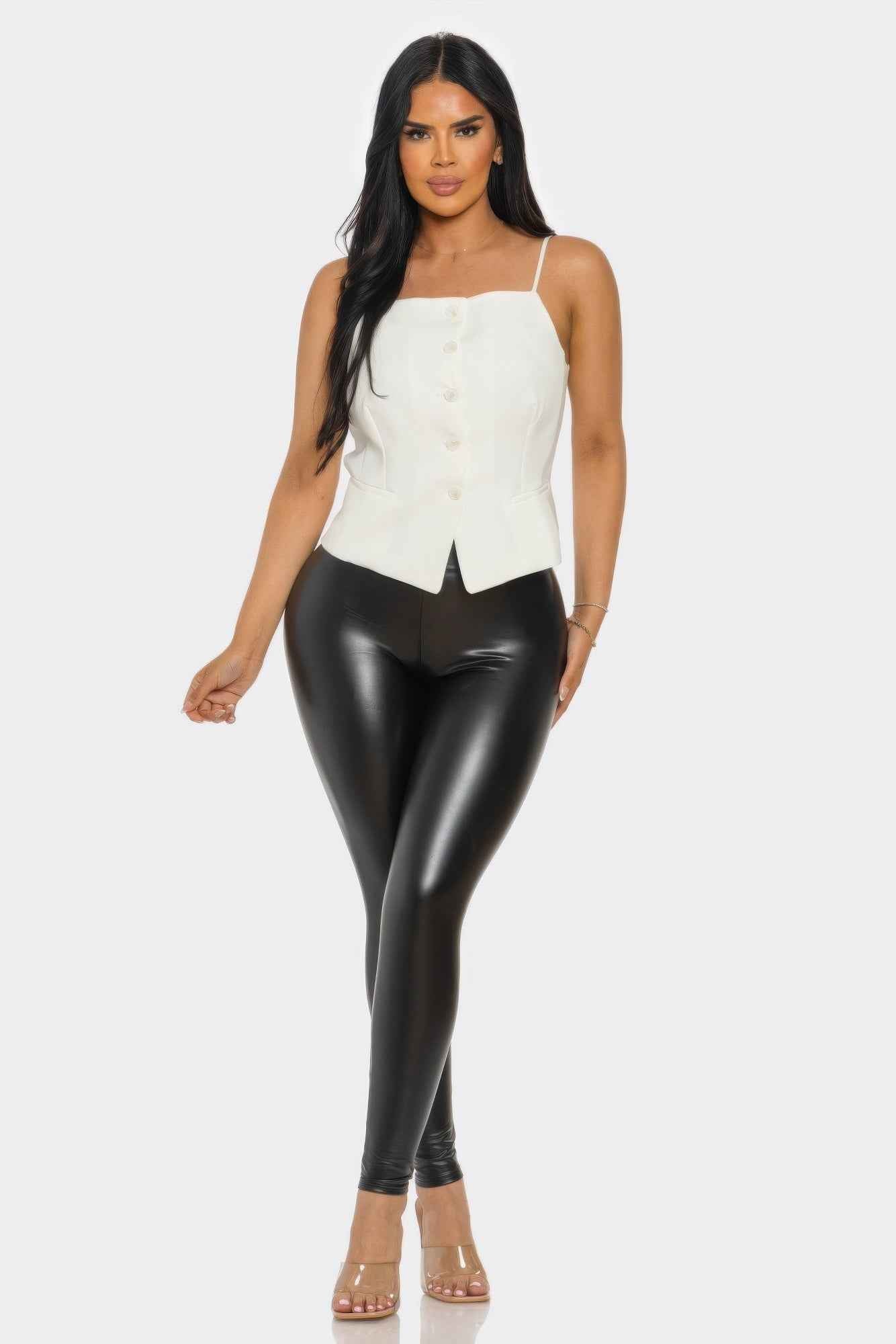 Ivory Chic Button-up Corset Top