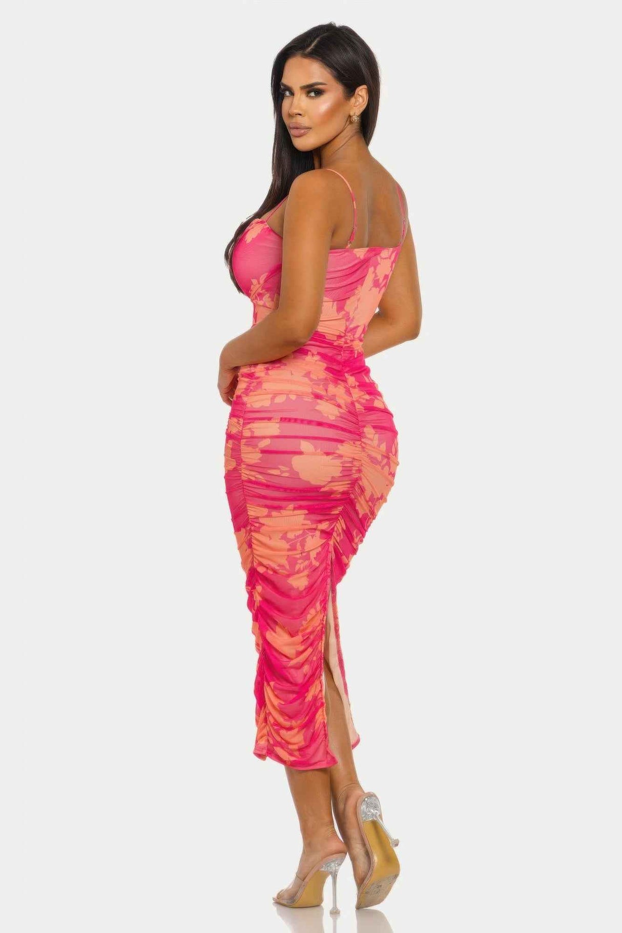 Sunset Bloom Mesh Dress