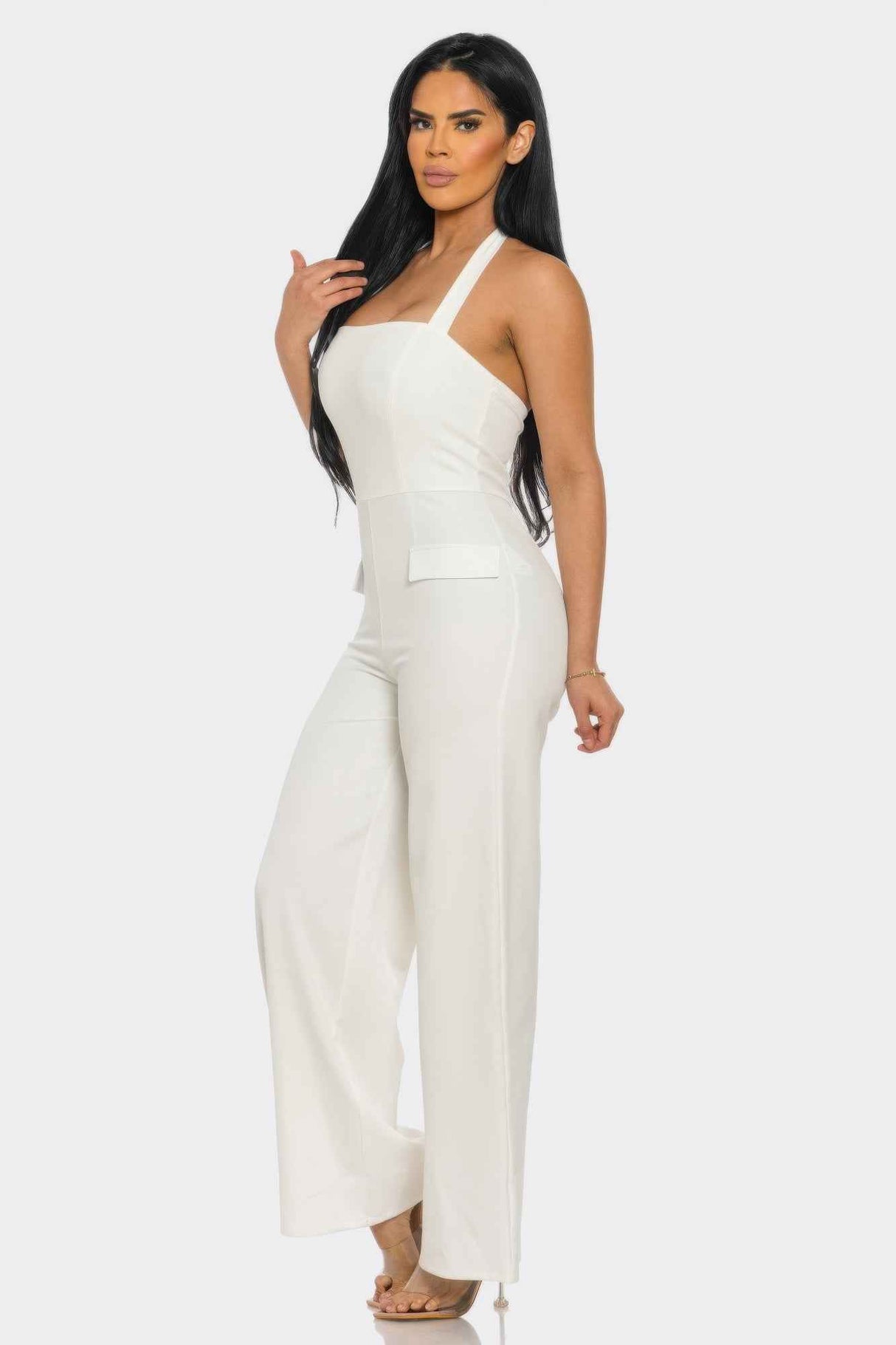 Halter Neck Jumpsuit Whit Back Zipper