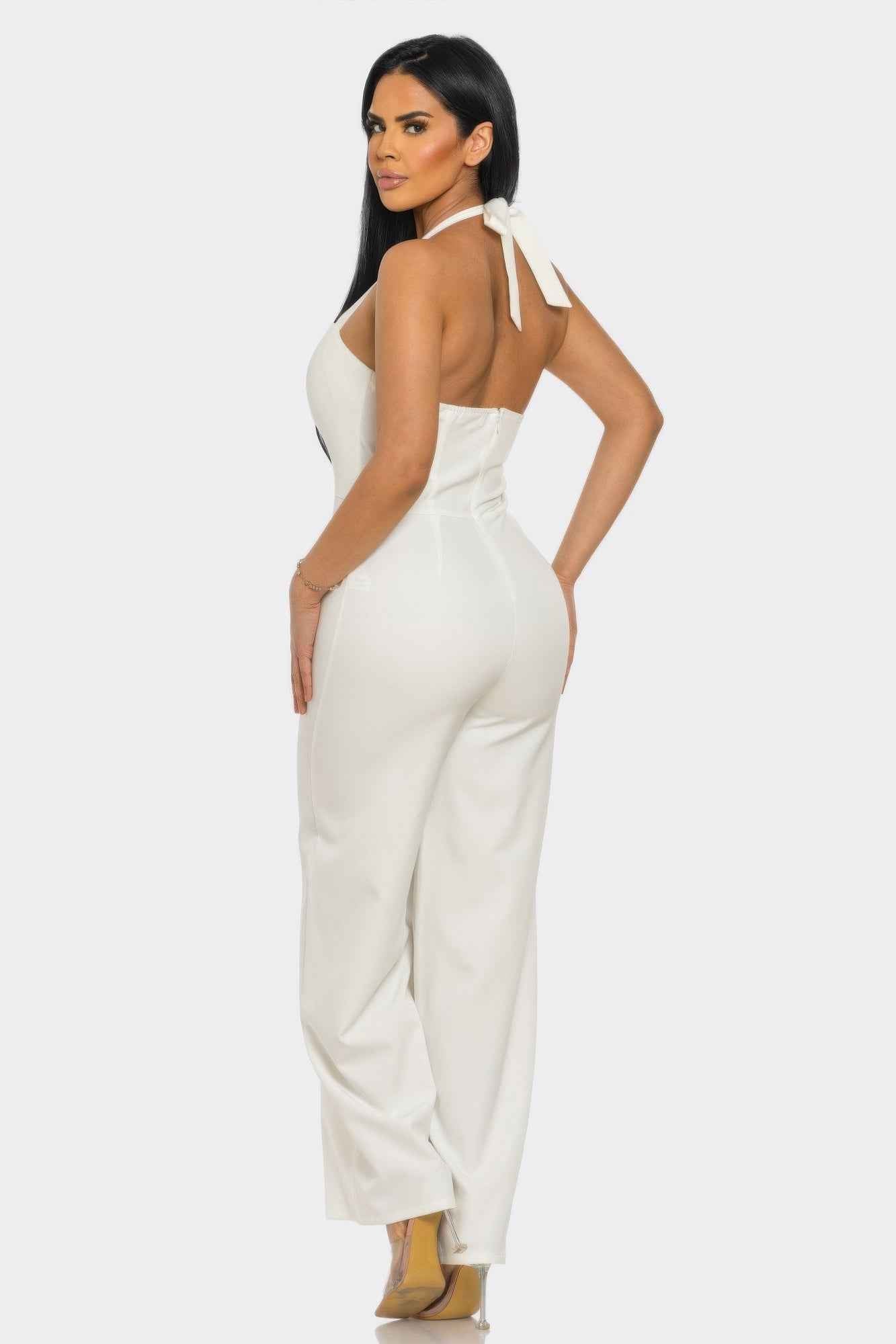 Halter Neck Jumpsuit Whit Back Zipper