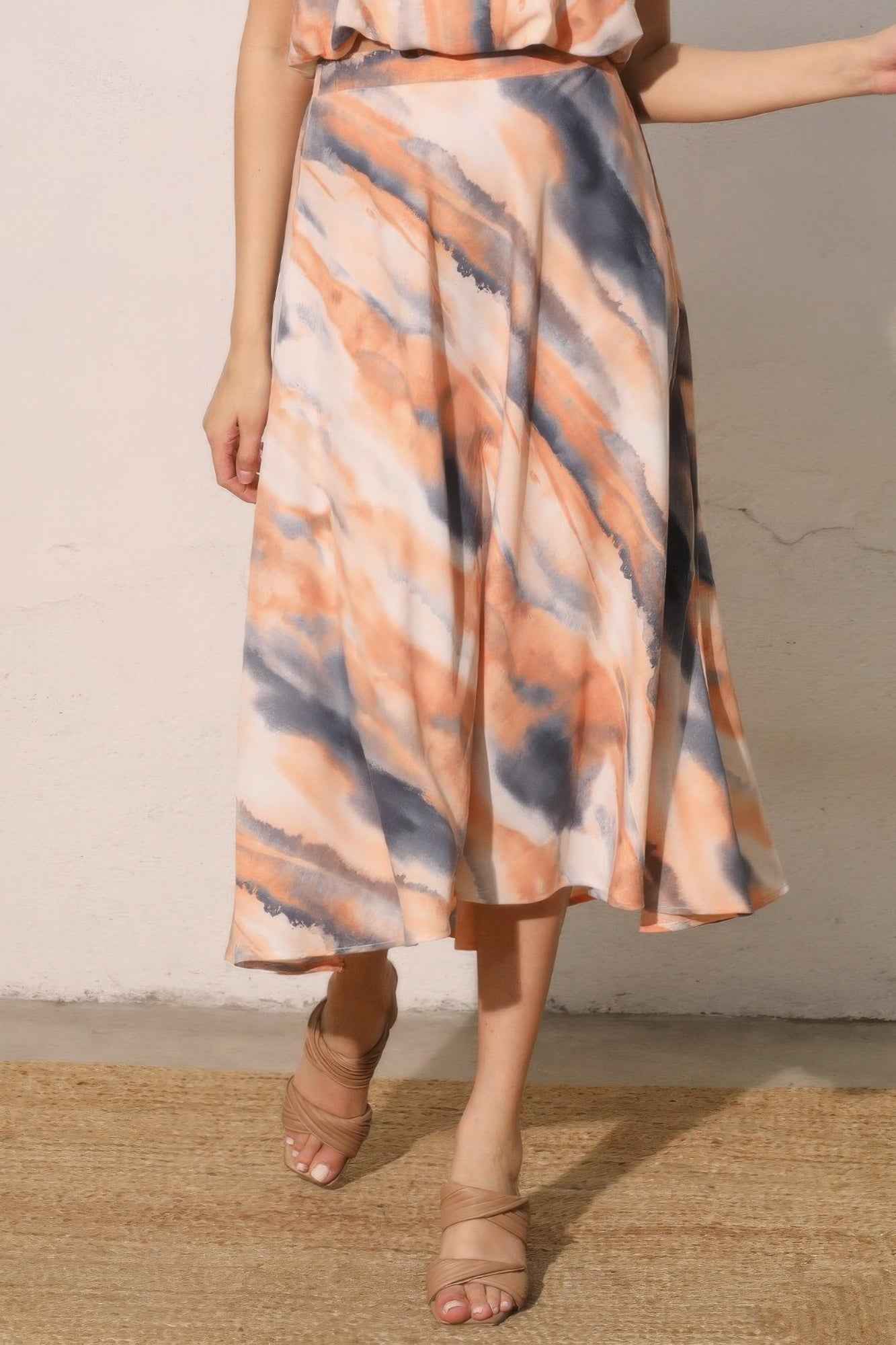 Cloud Tie Dye Midi Swing Skirt