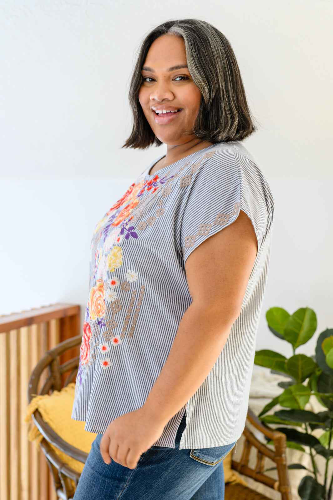 Canopy Of Crushes Striped Floral Top - Liarian Unlimited Boutique