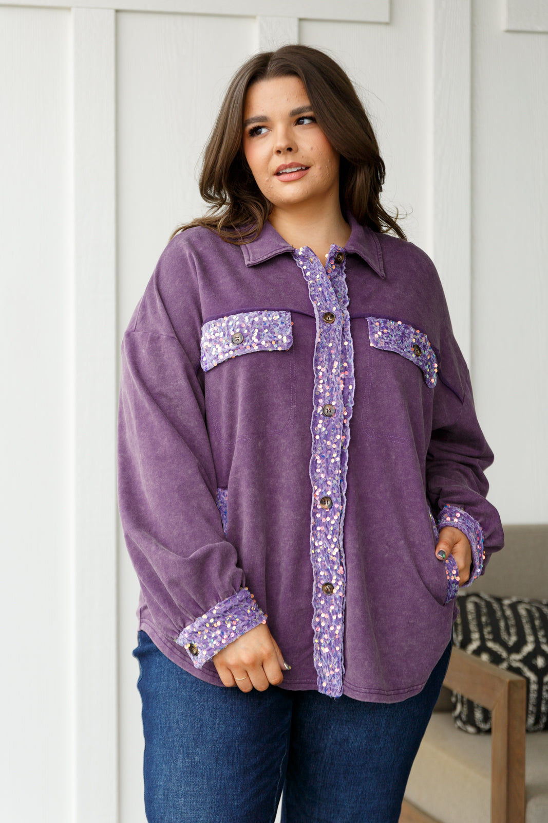 Chaqueta Caos de Lentejuelas en Morado