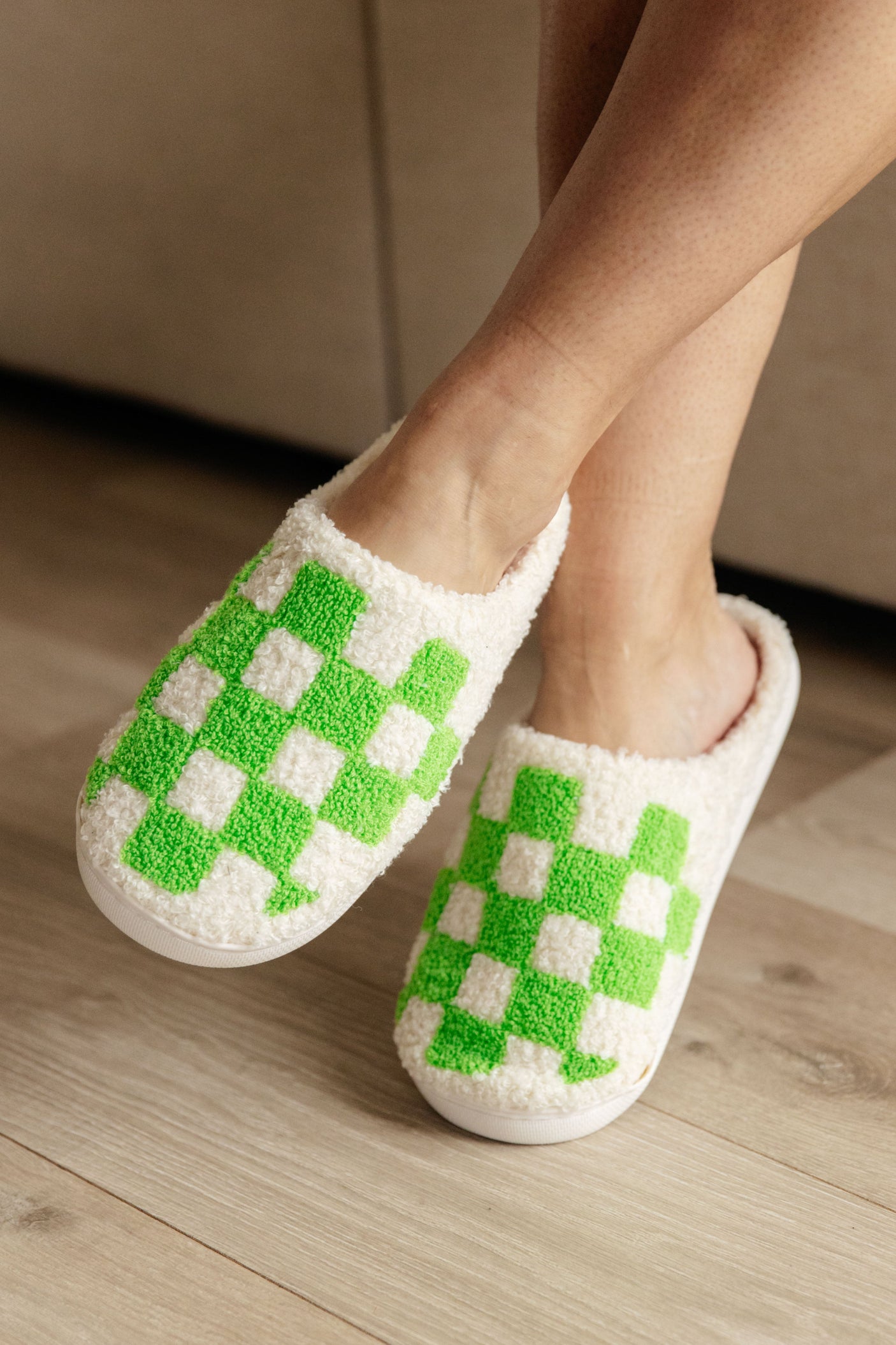 Checked Out Slippers in Green - Liarian Unlimited Boutique